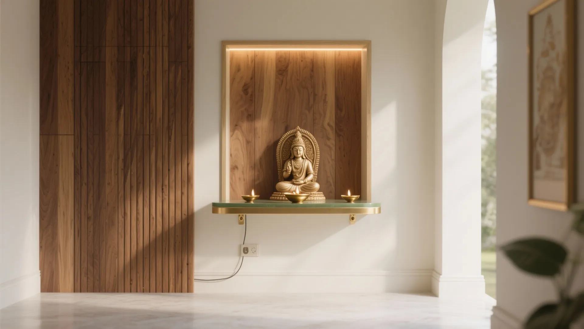 Minimalist Wooden Pooja Backdrop