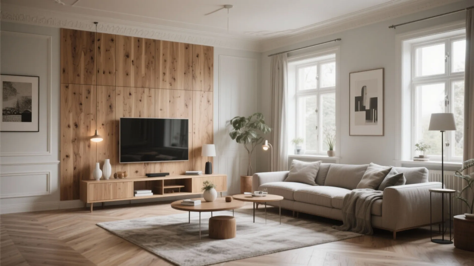 Wood and POP Combination Ceiling