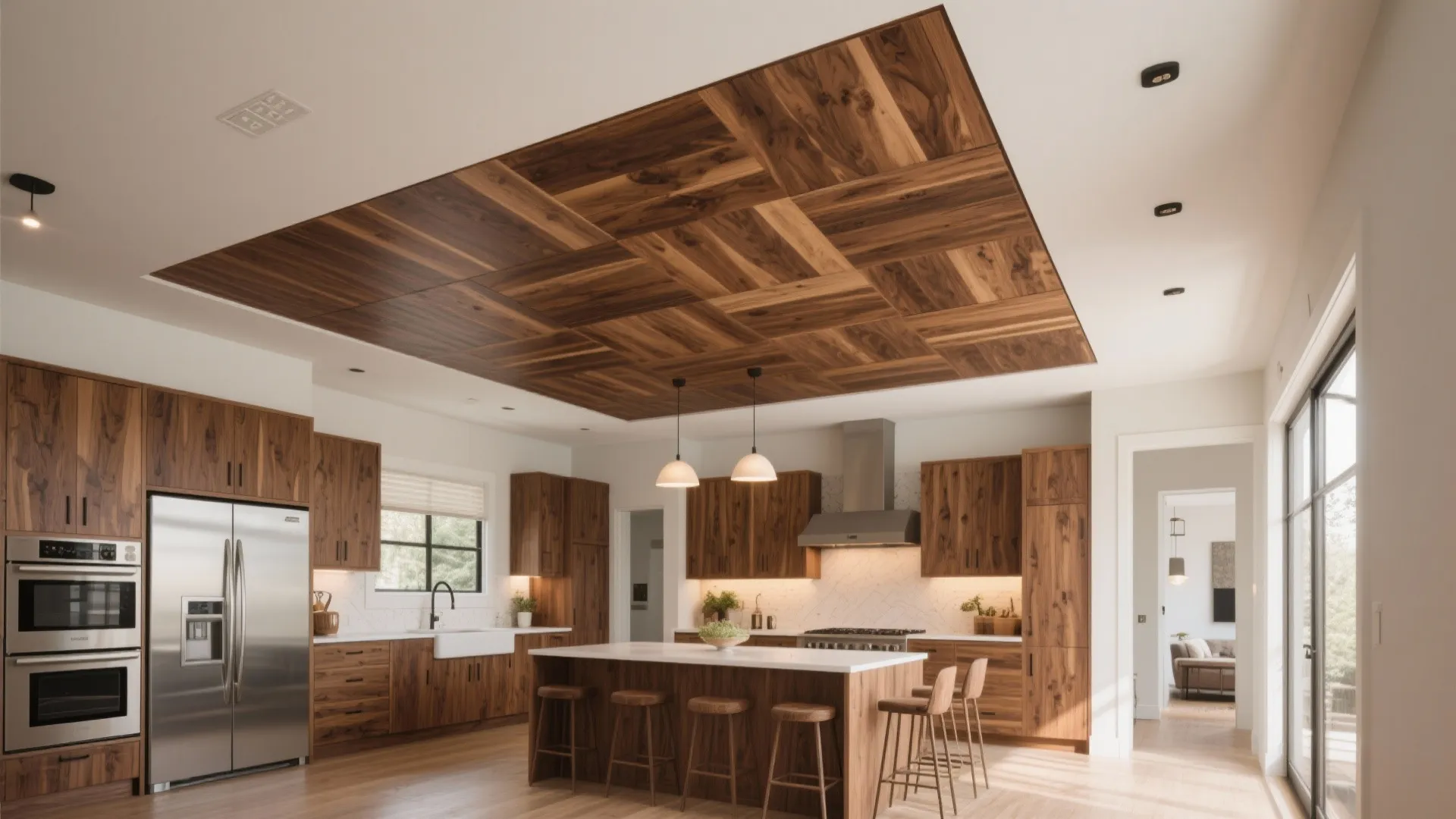 Wood and POP Combination Ceiling
