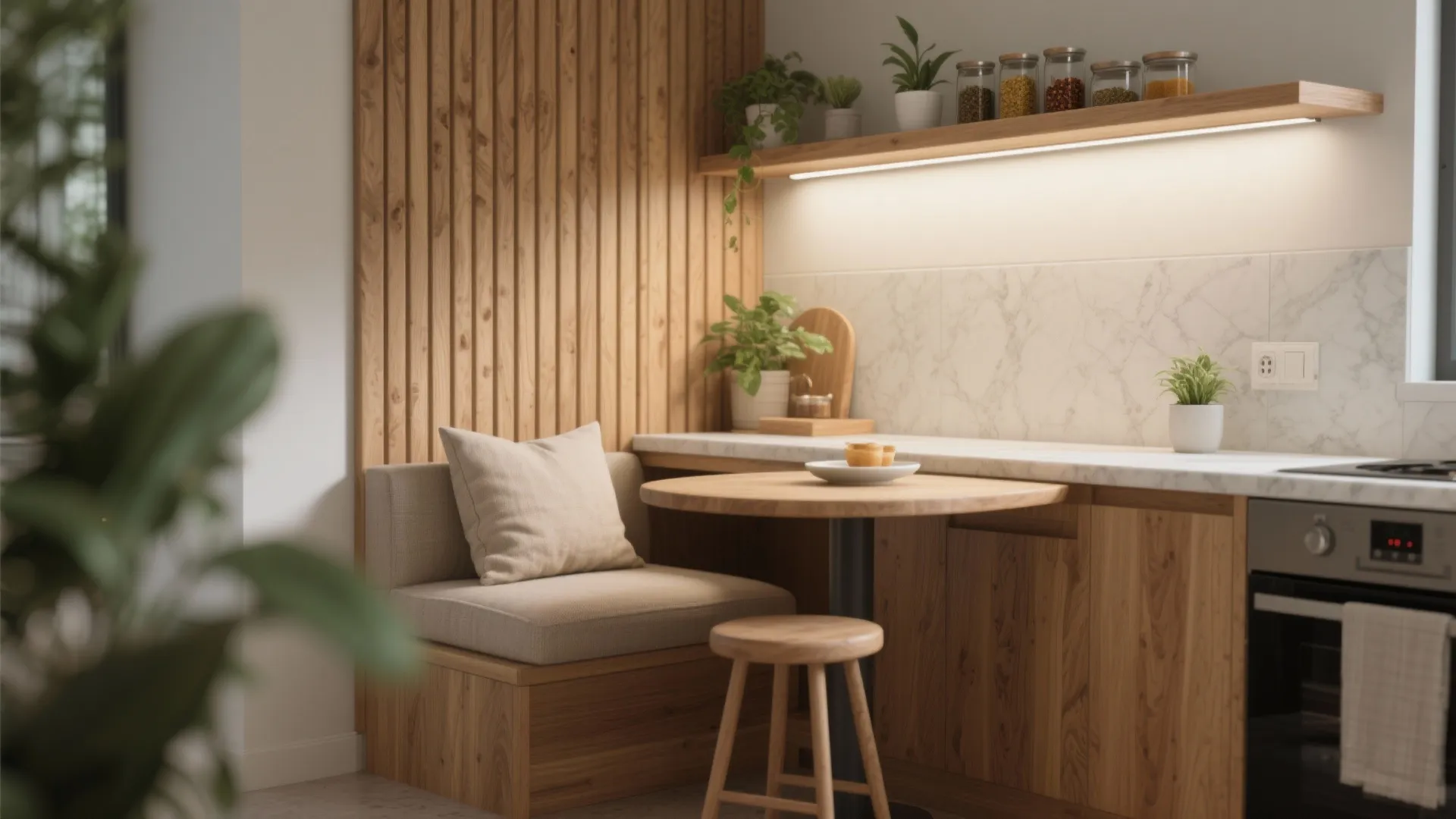 Warm wood-look PVC slats