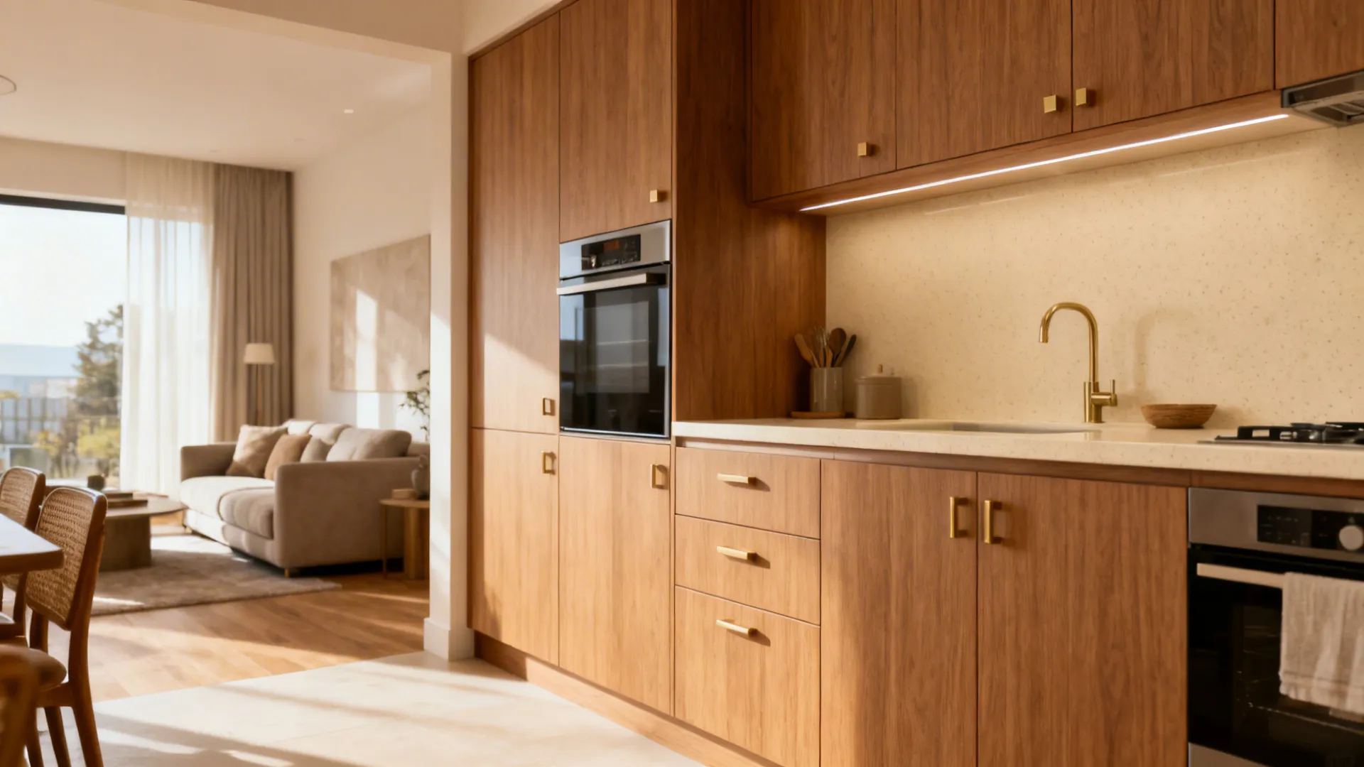 Warm Woods Meet Durable Quartz