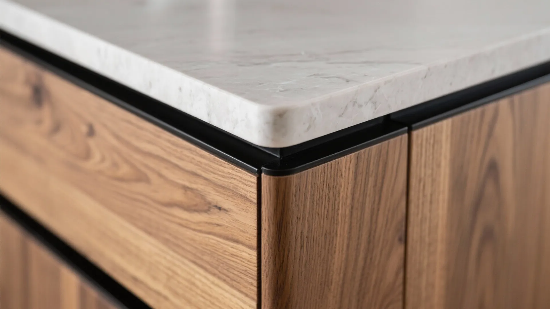 Warm wood accents, cool materials where it matters