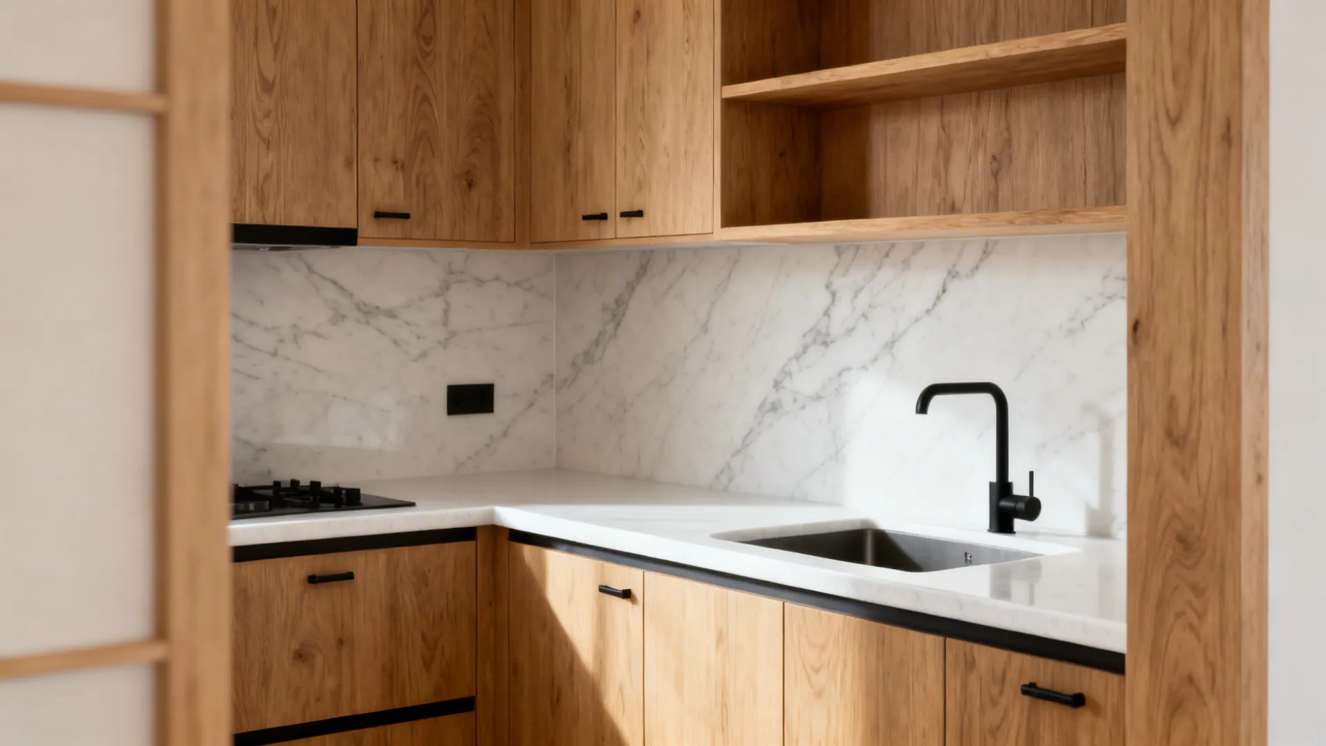 Wood accents with durable worktops