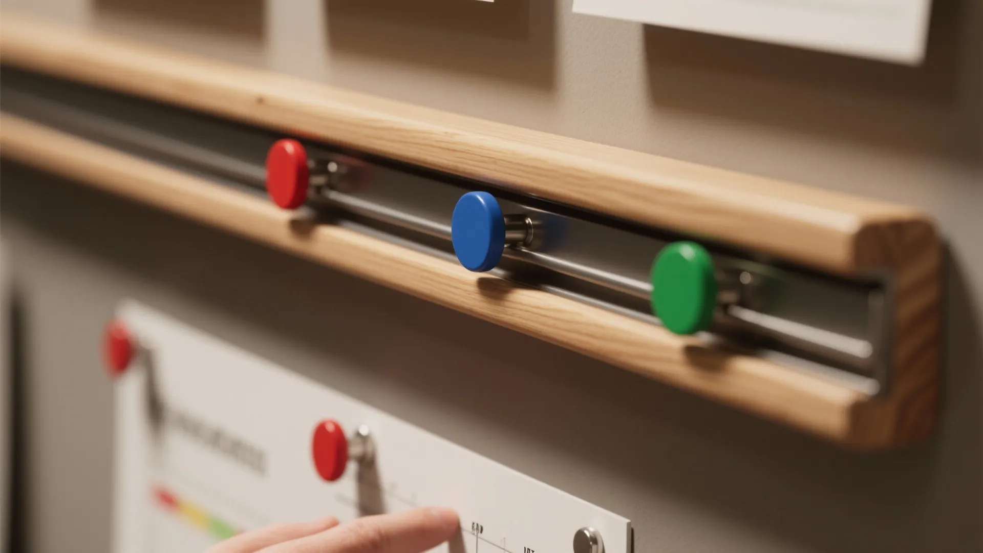 Warm Wood Accents + Tactile Chart Rails