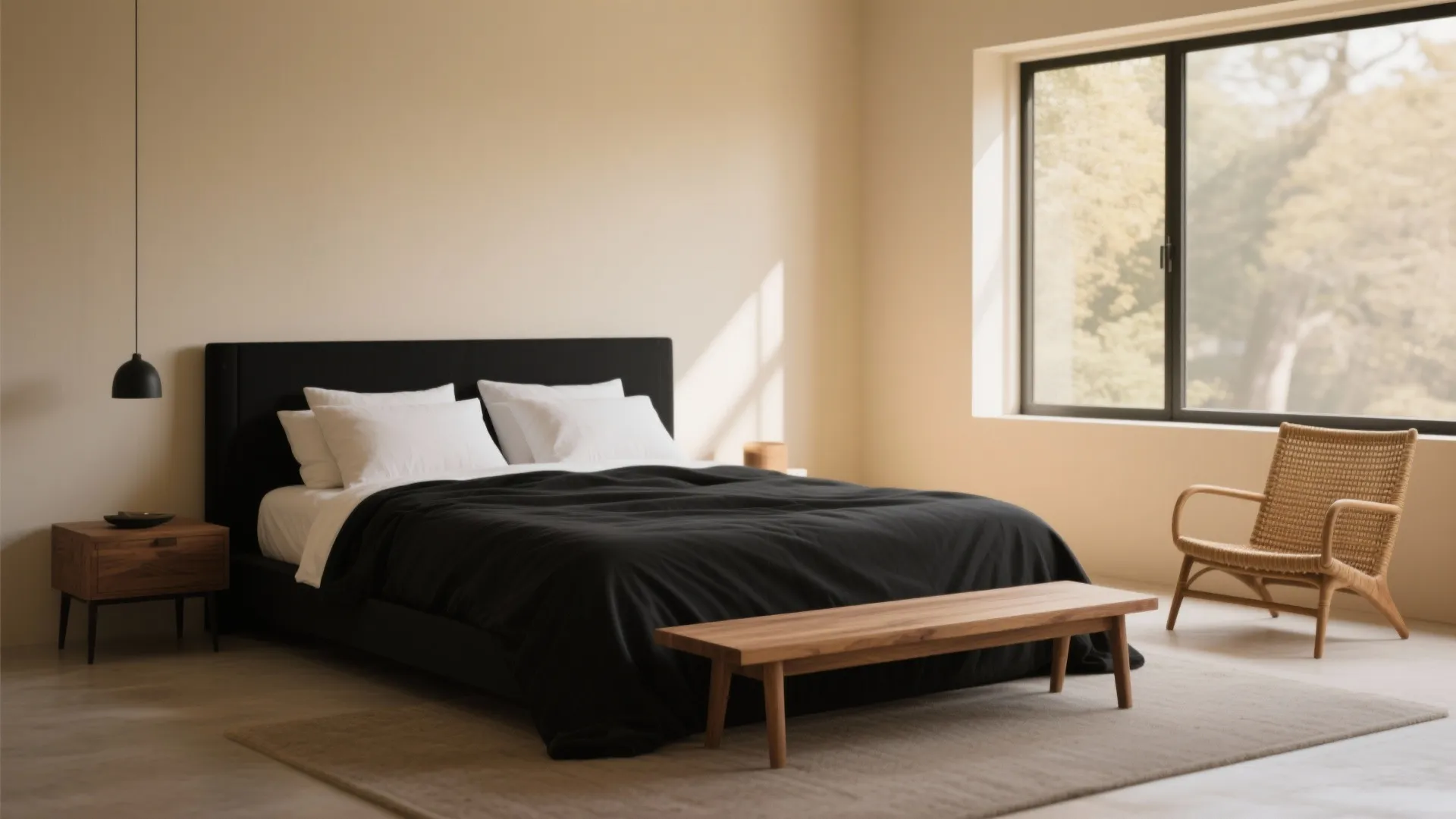 4. Soften edges with natural wood or rattan