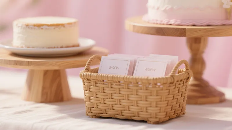 Soft Pink Cake Display with Woven Basket – Sweet & Stylish Dessert Table Ideas