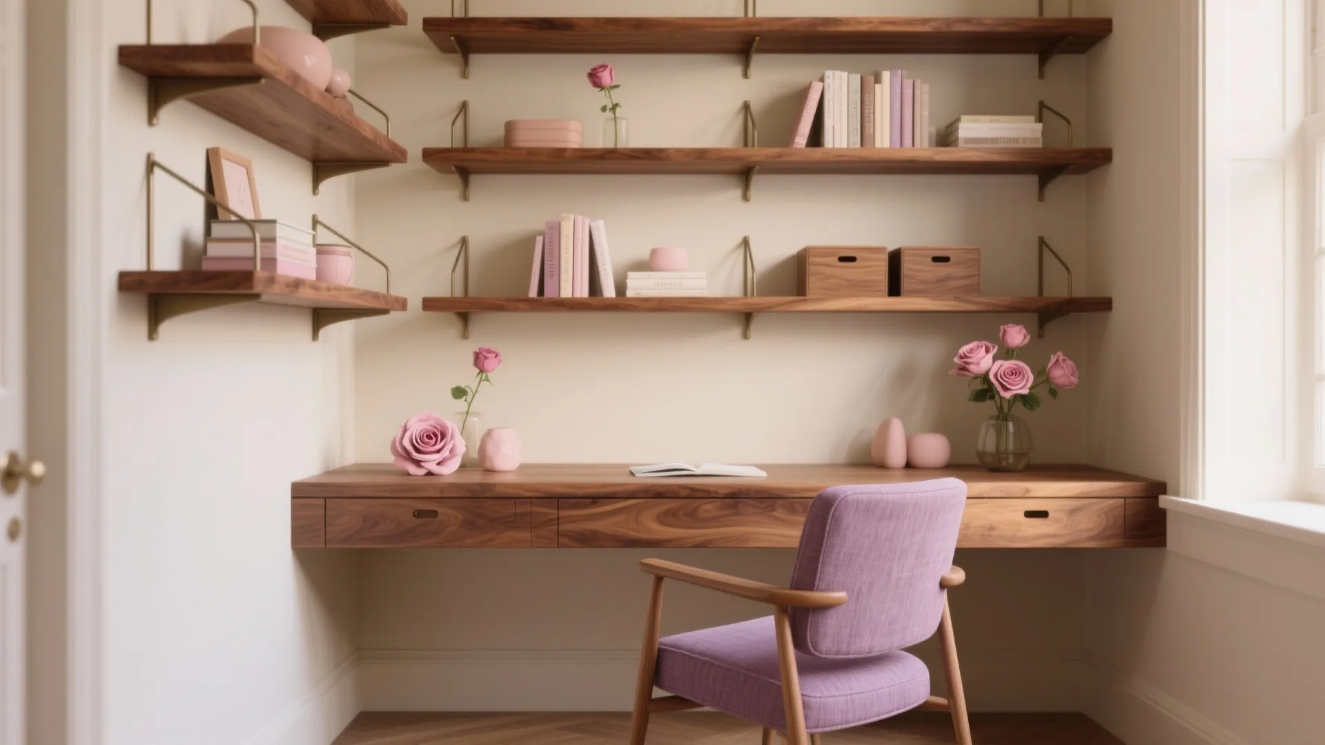 Natural Wood + Rose Accents for Timeless Warmth