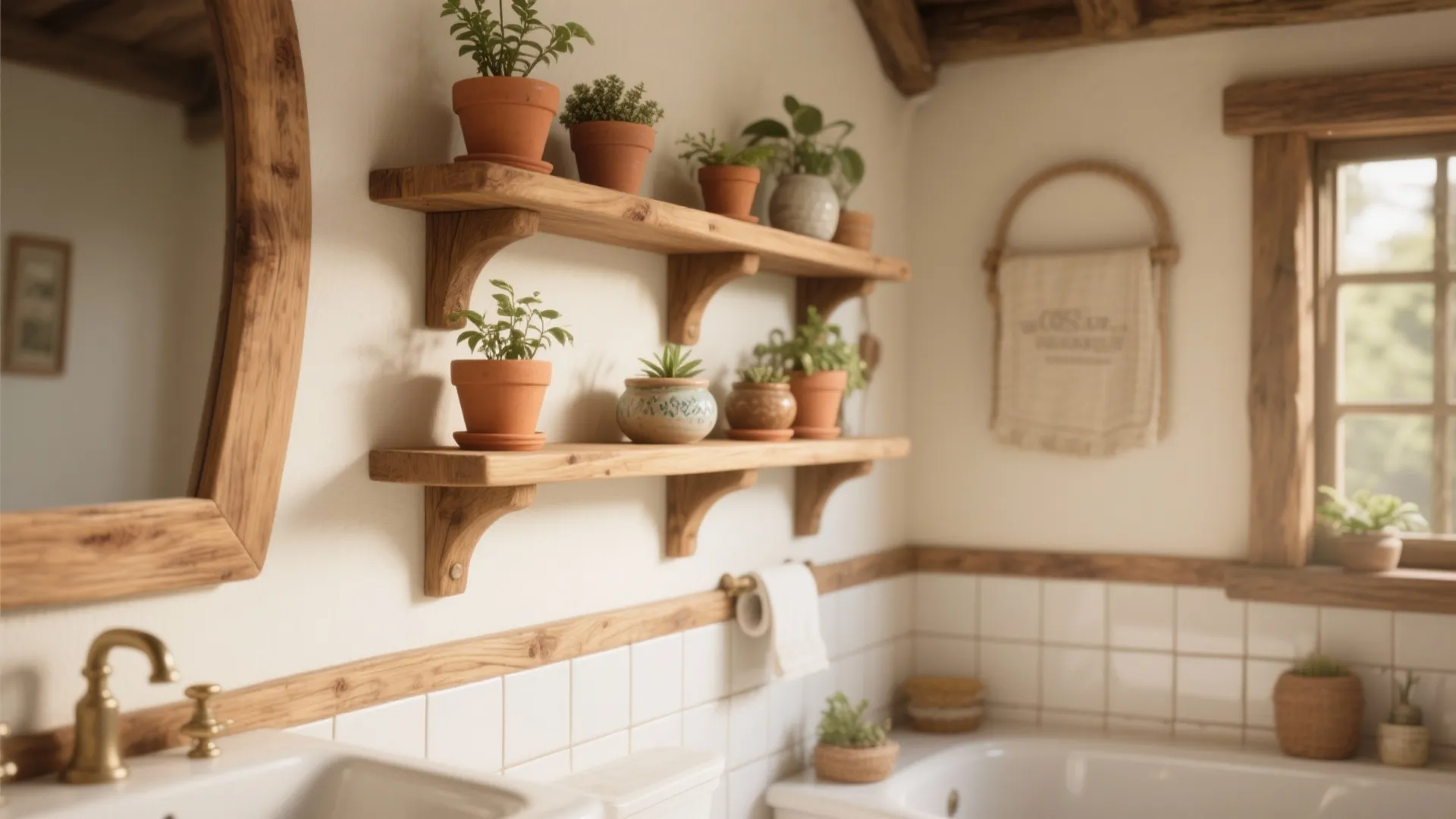 Wood shelves with moisture-resilient finishes