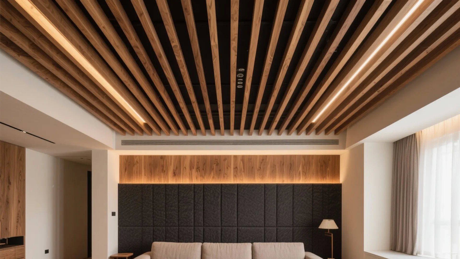 Warm Wood Slat False Ceiling