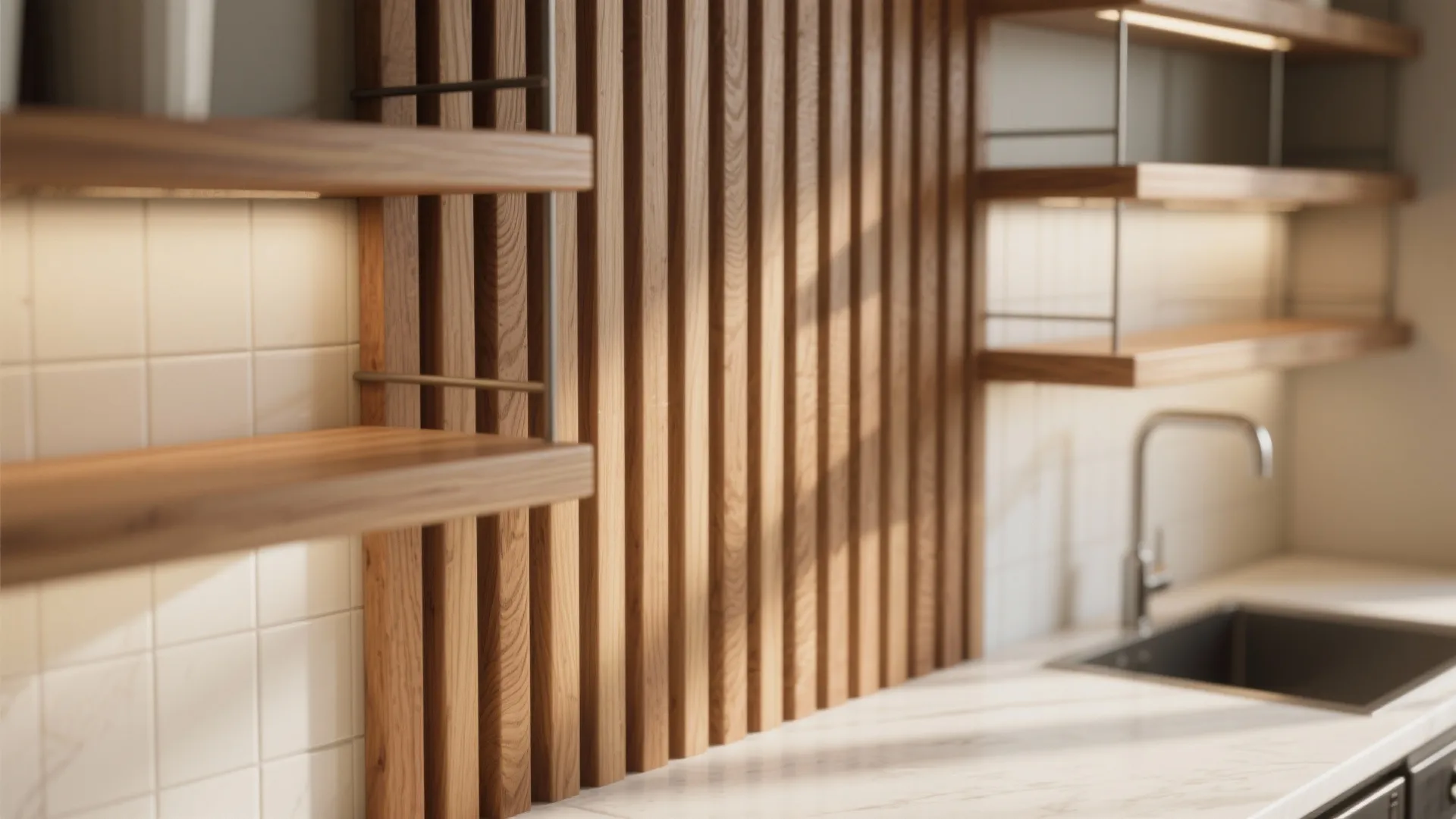 Warm Wood Slat Accent Elevation