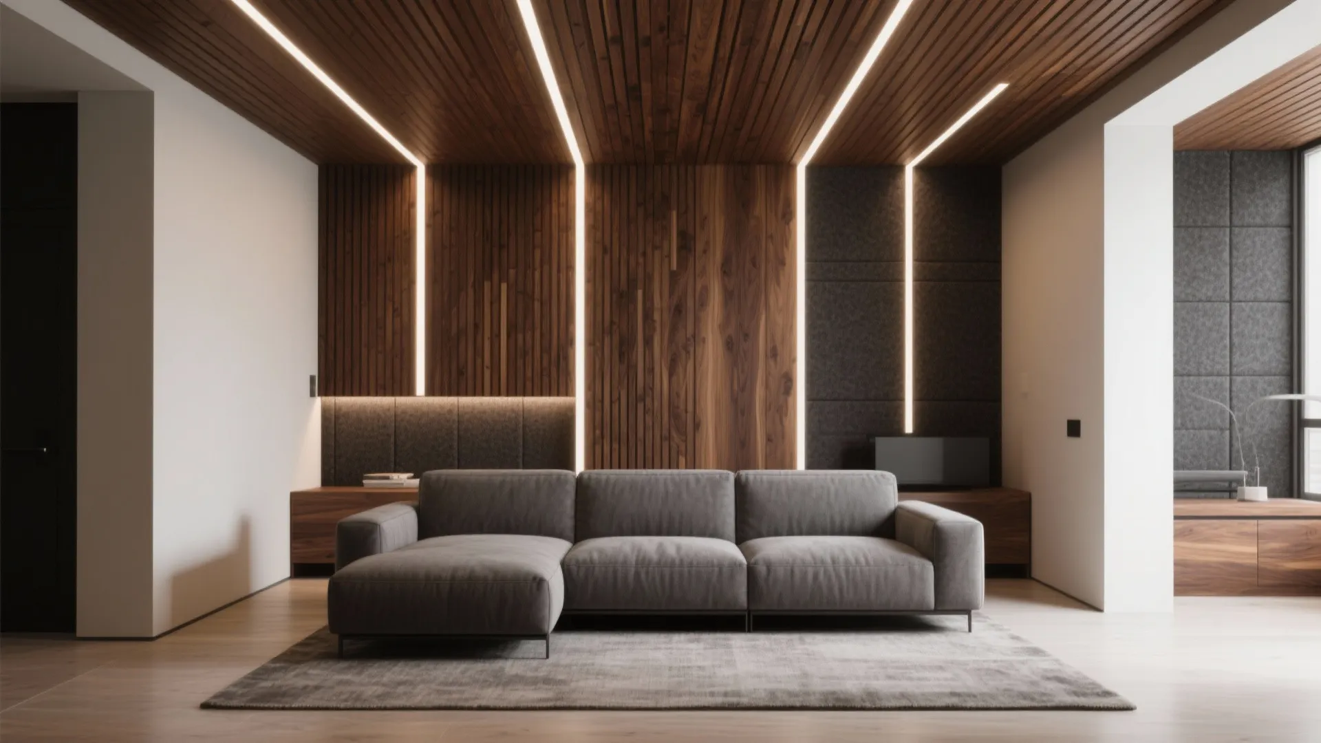 Wood Slat Ceiling for Warmth and Acoustics