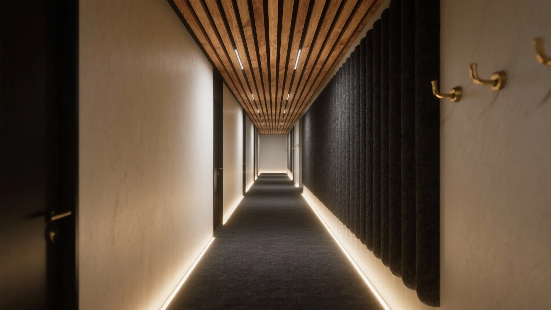 Wood Slat Ceiling with Acoustic Backing