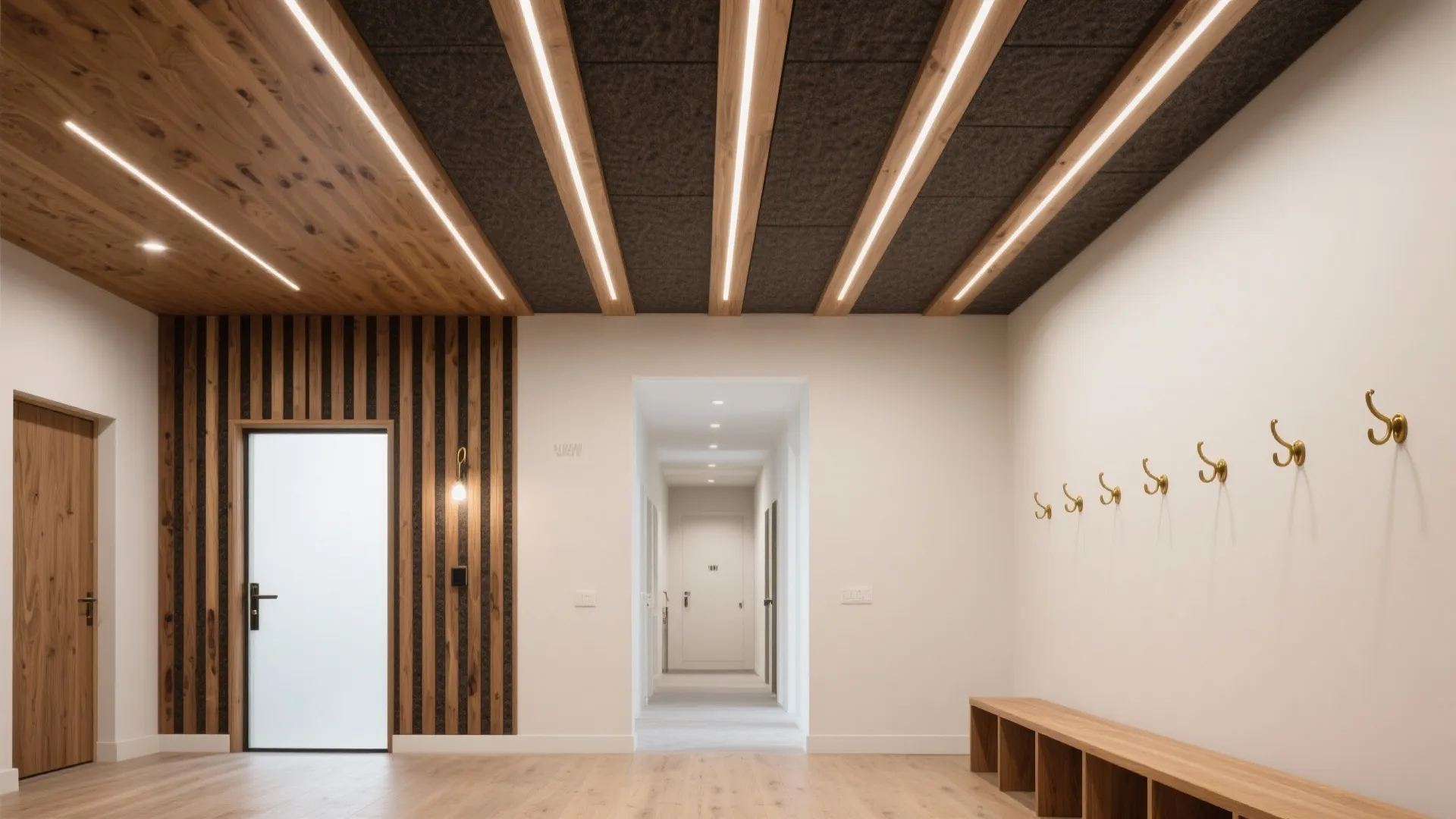 2) Textured Wood Slats With Acoustic Backing