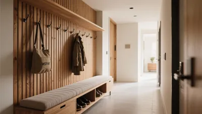Modern Wooden Entryway with Built-In Storage