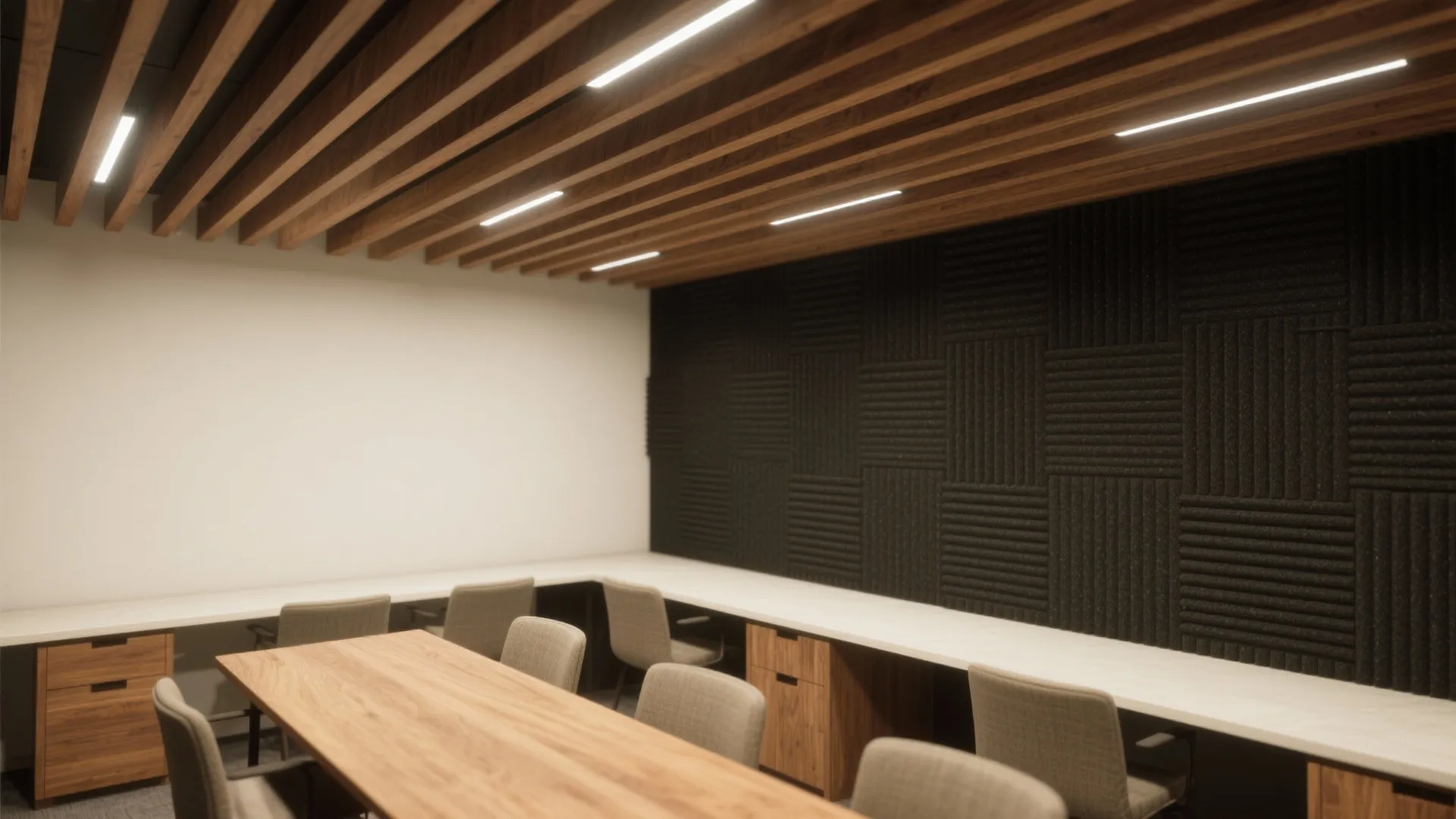 Wood Slat Ceiling For Warmth And Rhythm