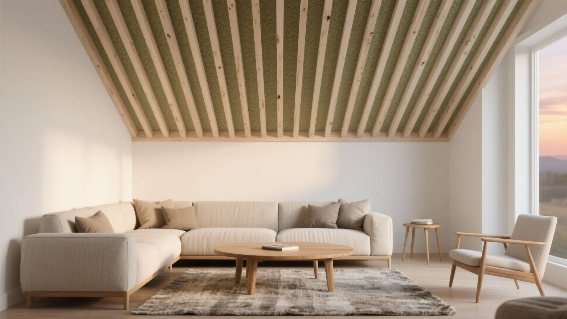 Warm Wood Slat Ceiling (Texture, Tone, and Acoustics)