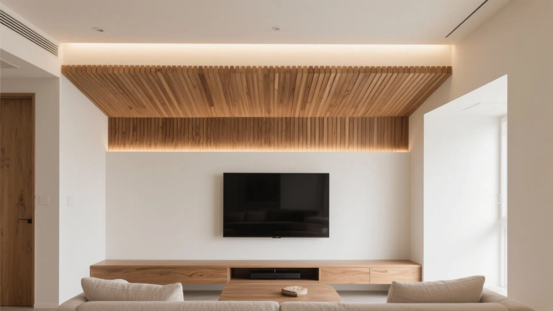 Warm Wood Slat Feature that Breathes