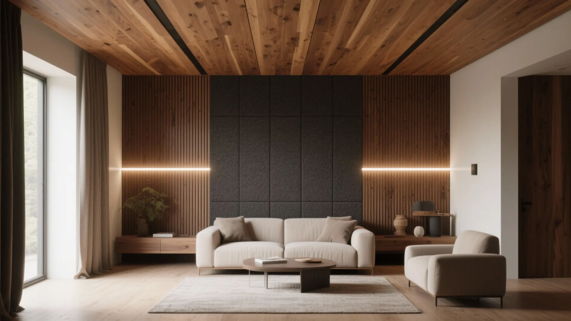 Wooden Slats for Warmth and Acoustics