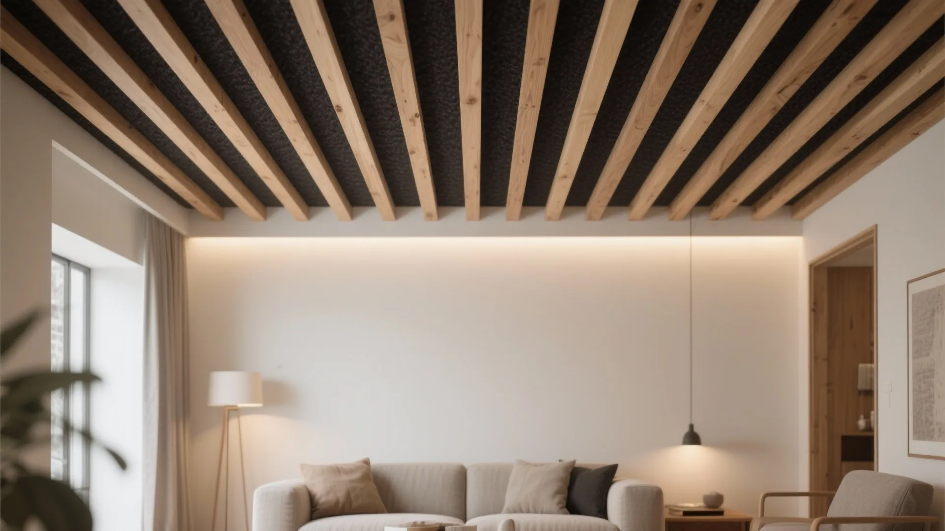Cozy Wood Slats With Acoustic Benefits