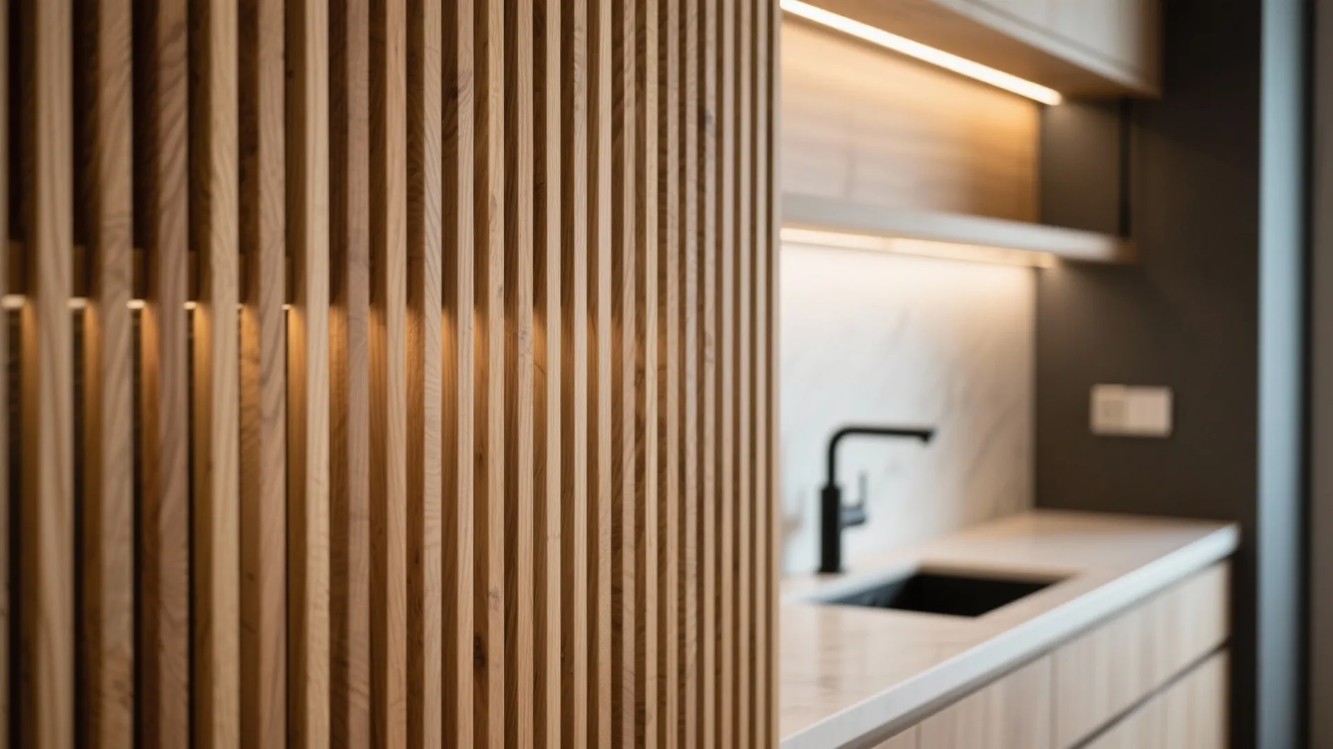 Warm Wood Slat Walls for Texture and Calm