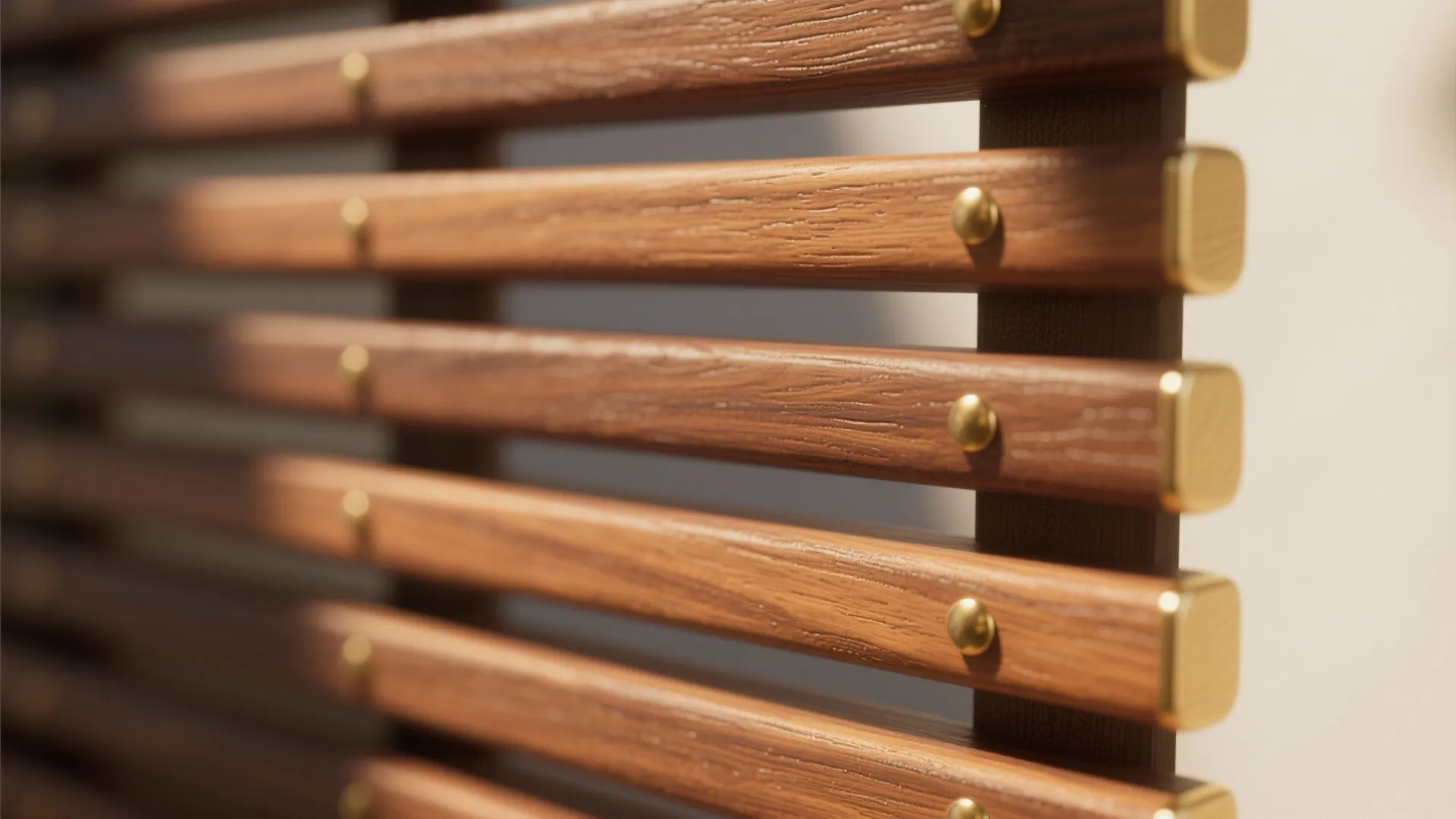 1) Wood Slat Screen with Brass Accents