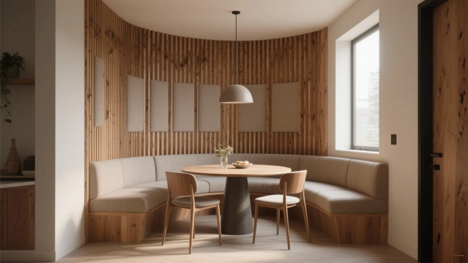 Wood Slat Panels for Warmth and Acoustics