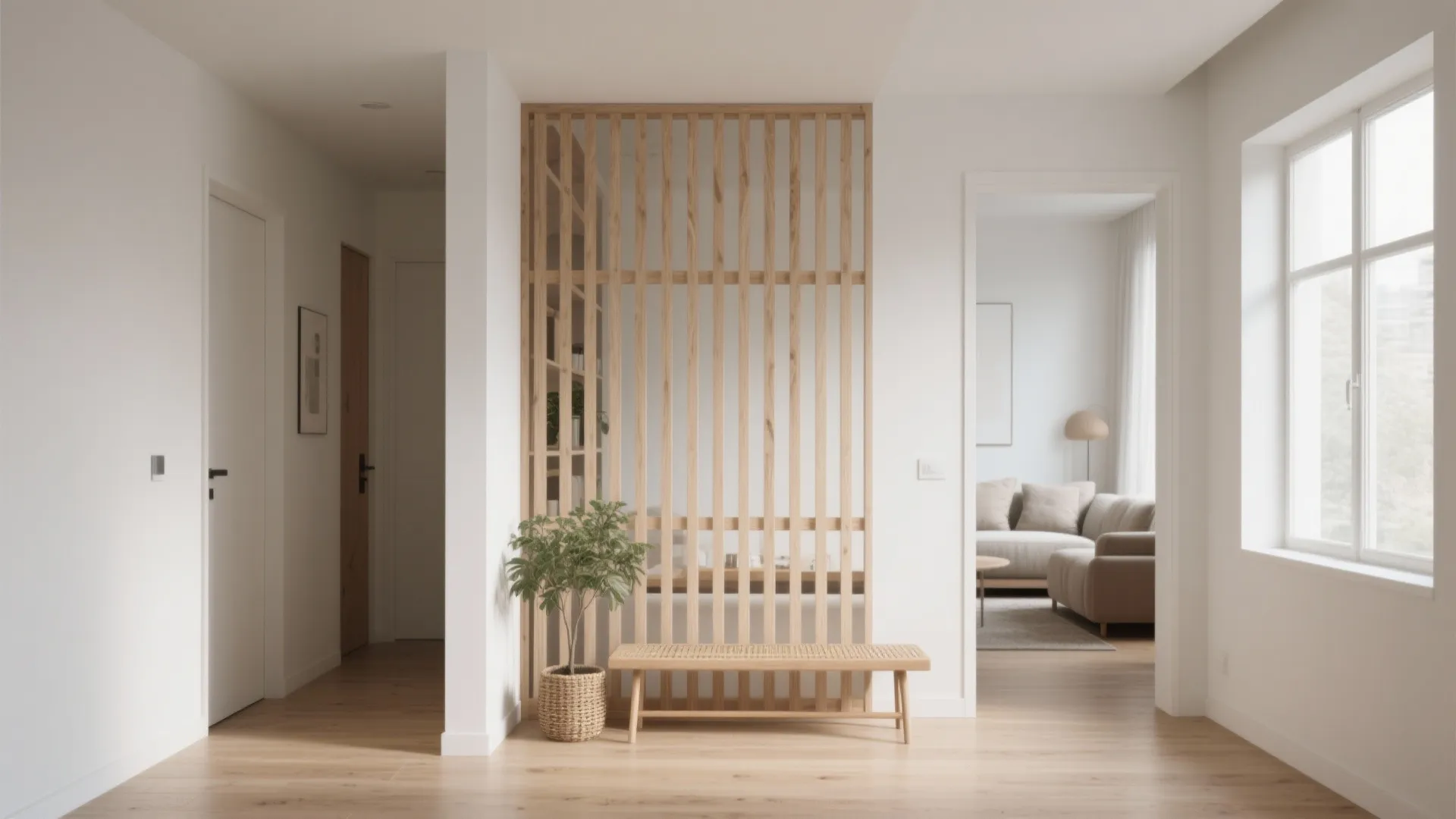 Minimalist Wood Slat Partition