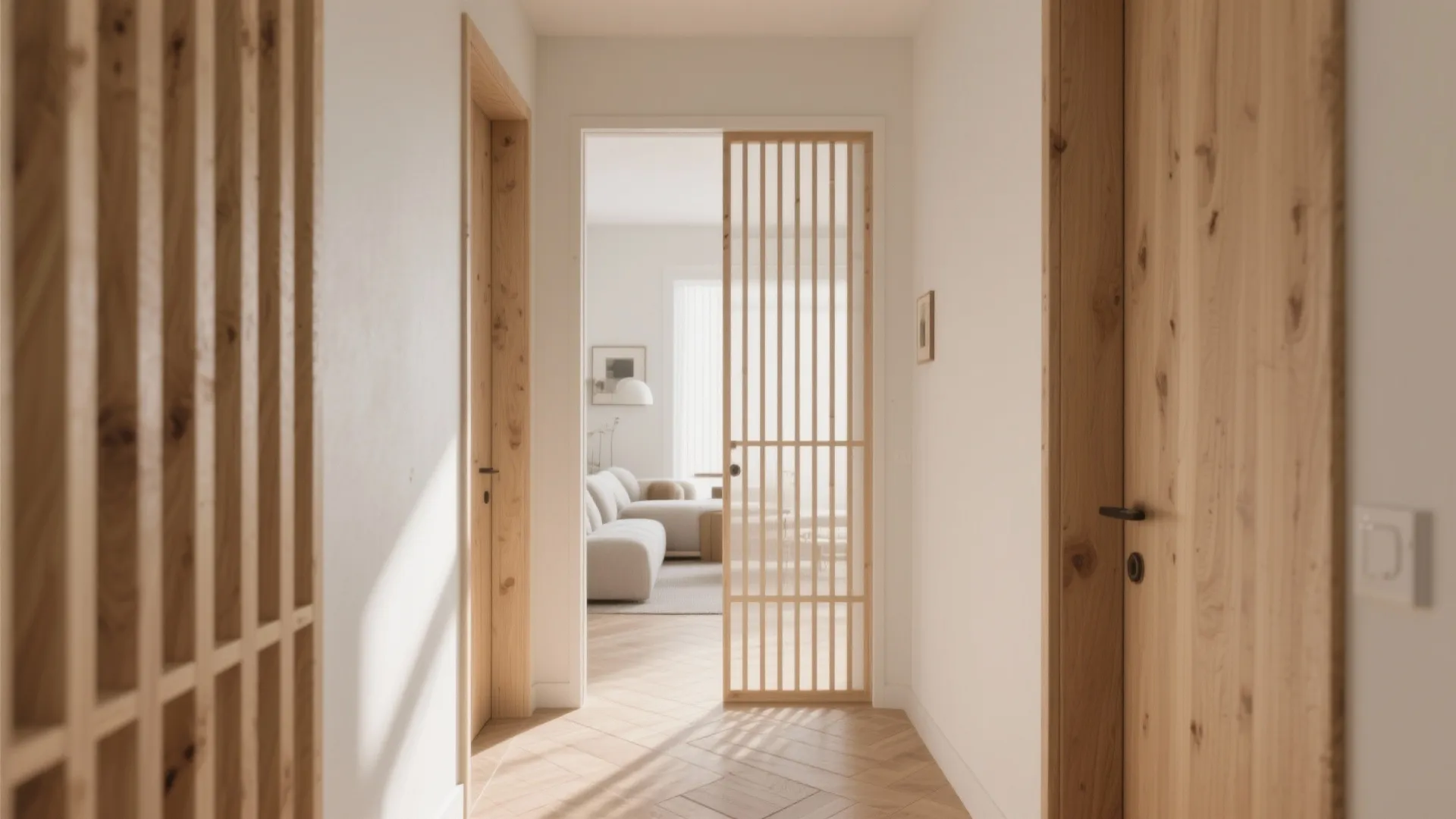 1) Minimal Wood-Slat Screens