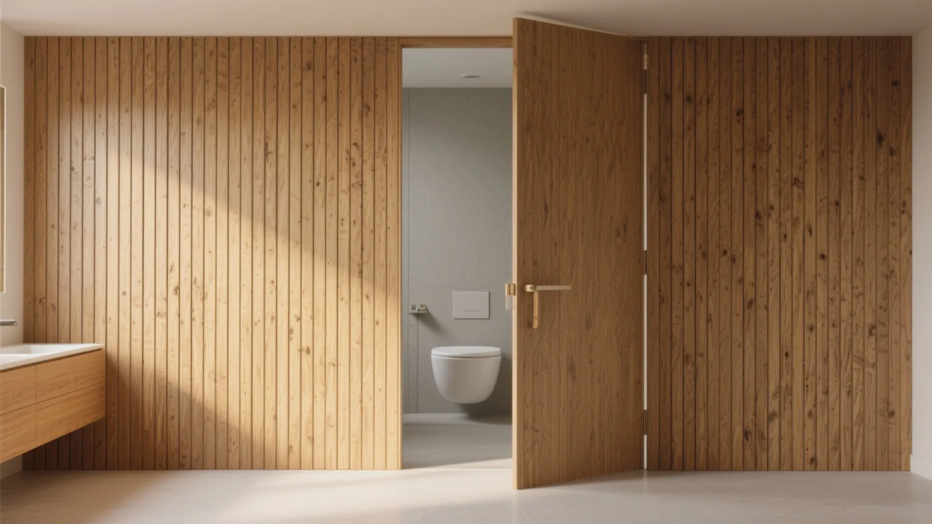 Wood Slat Feature Wall with Concealed Entry