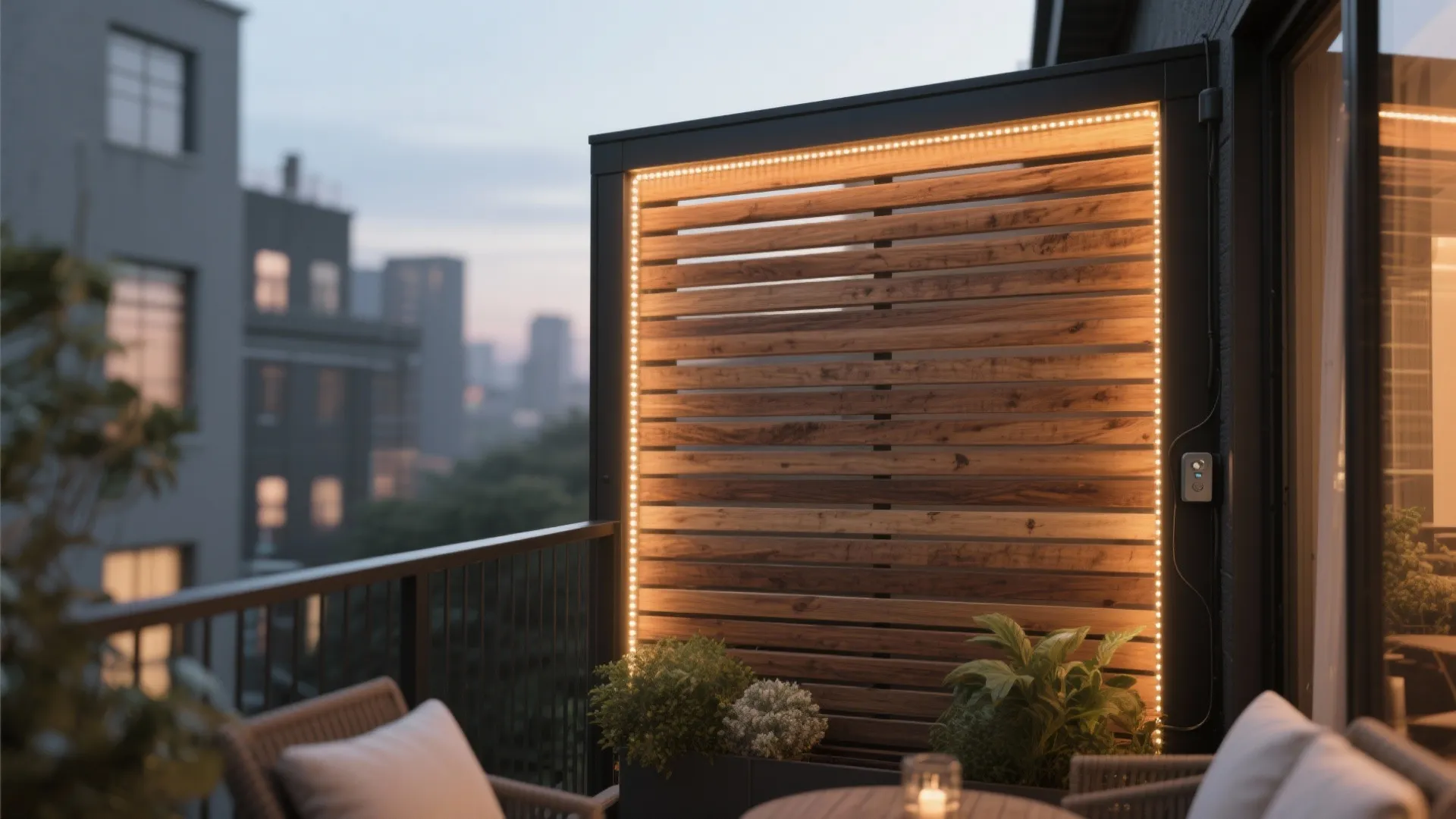 Wood Slat Wall with Hidden Edge Lighting