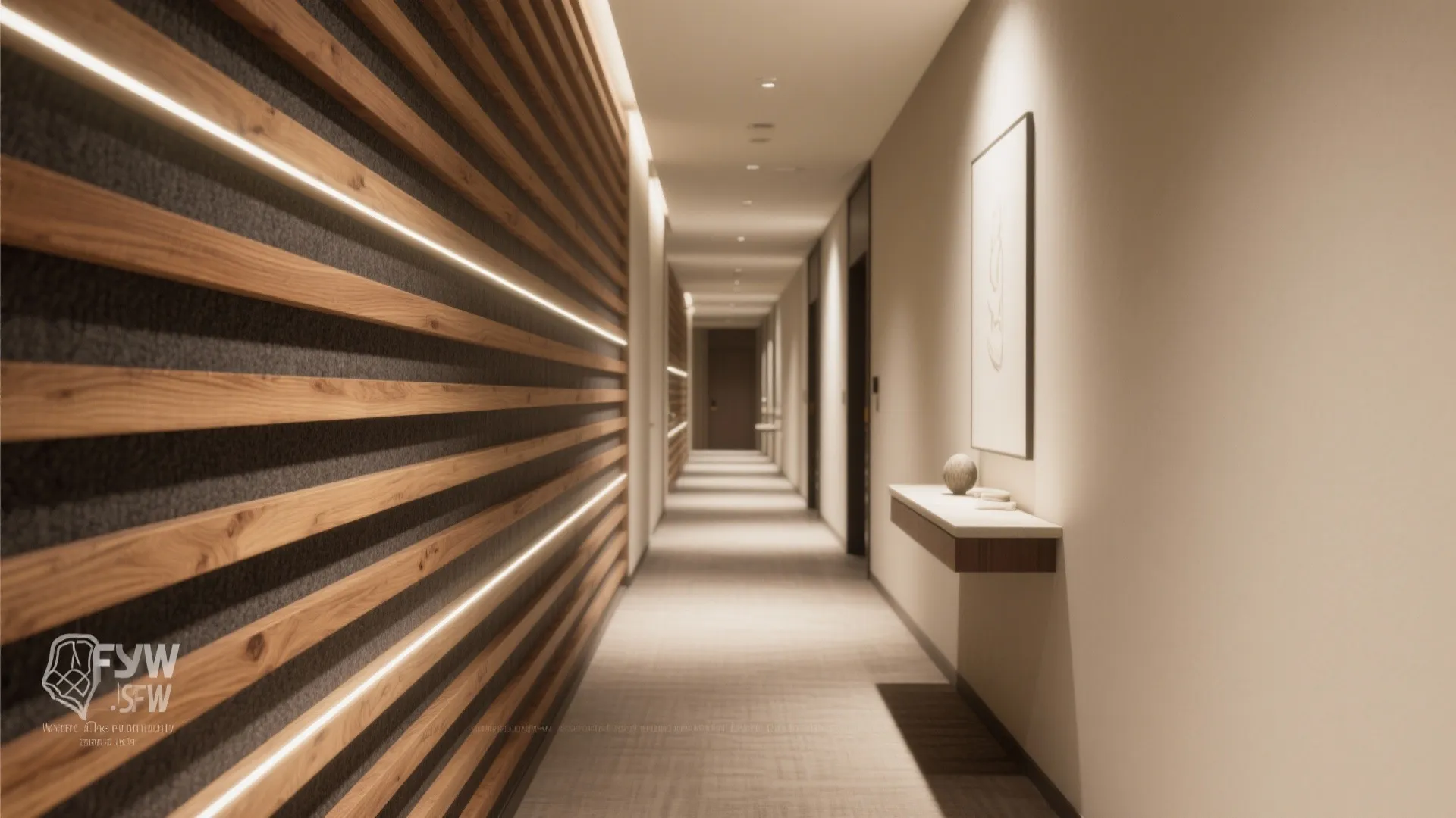 2) Warm Wood Slat Wall with Acoustic Backing