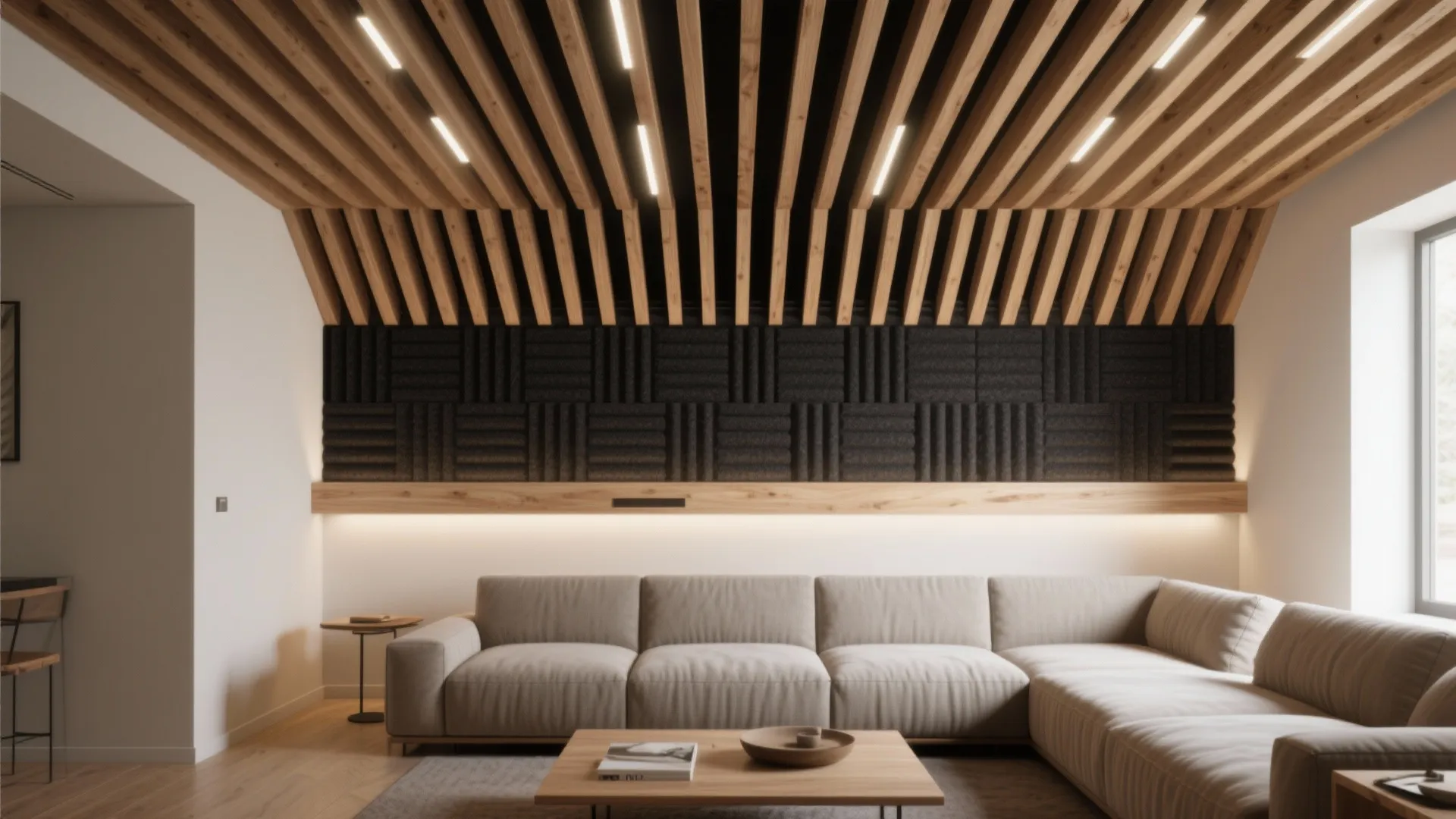 Wood Slat Ceiling Warms and Calms