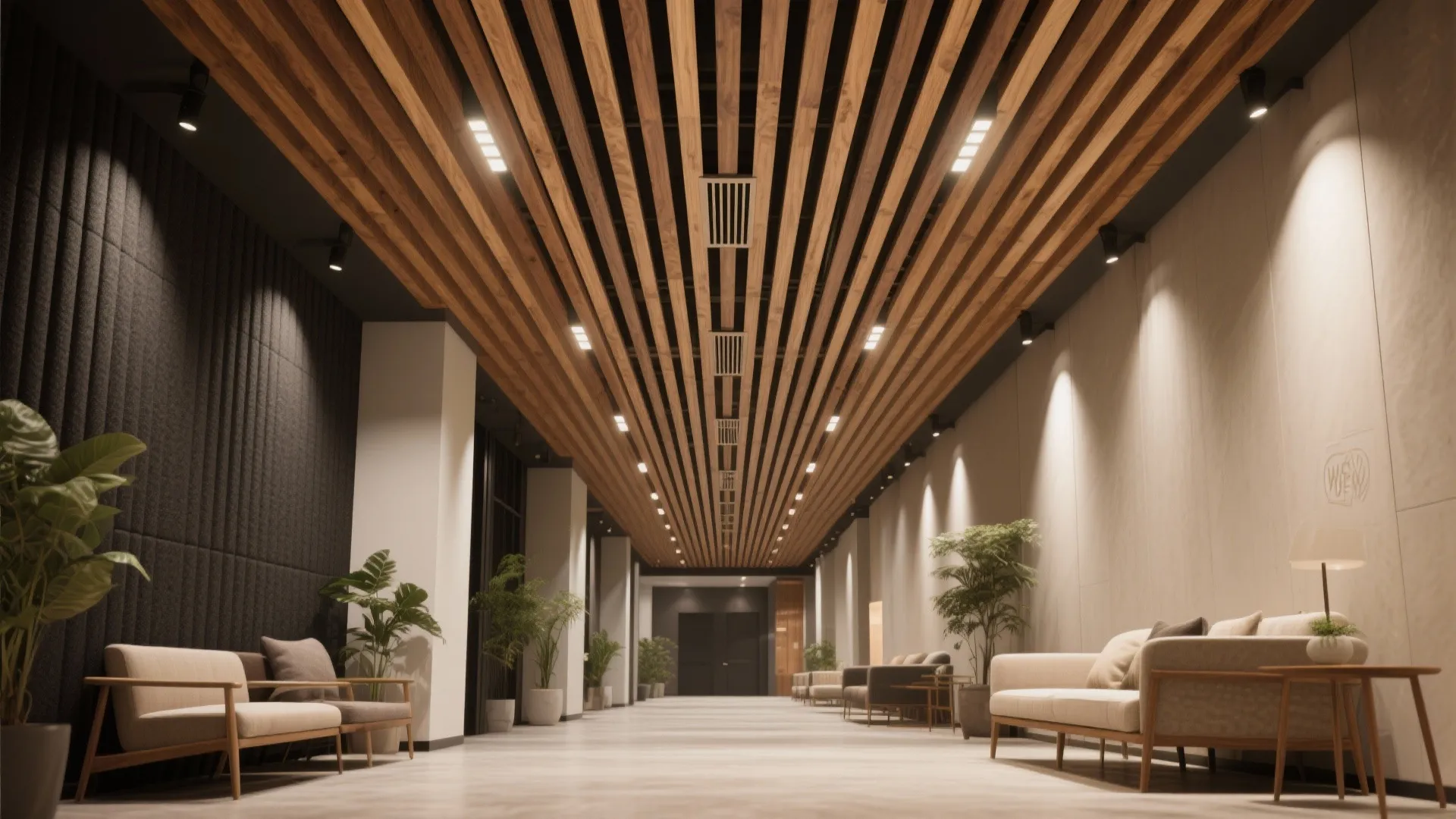 Wood Slat Ceiling for Warmth and Visual Rhythm