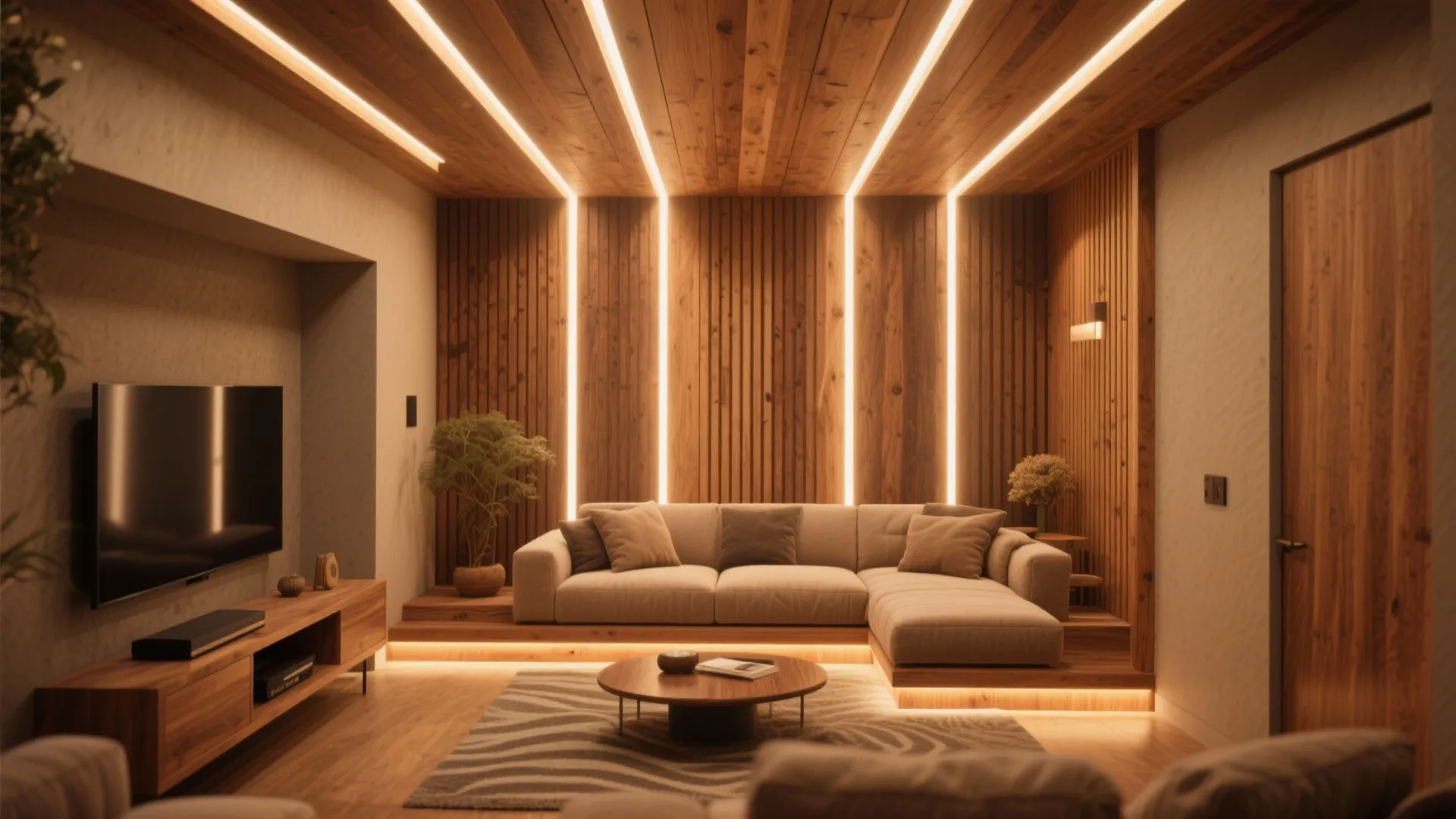 Warm materials with integrated LED profiles