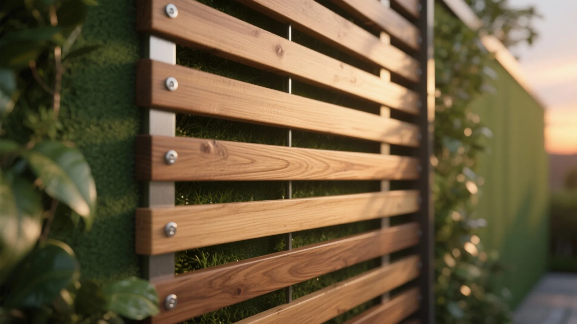 Warm Wood Slats and Green Walls