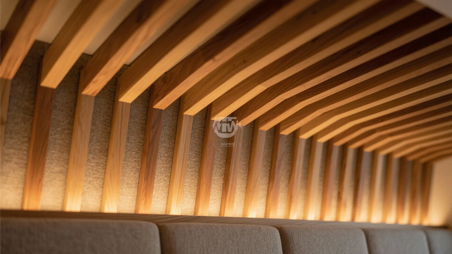 Warm Wood Slat Ceiling for Acoustic Comfort