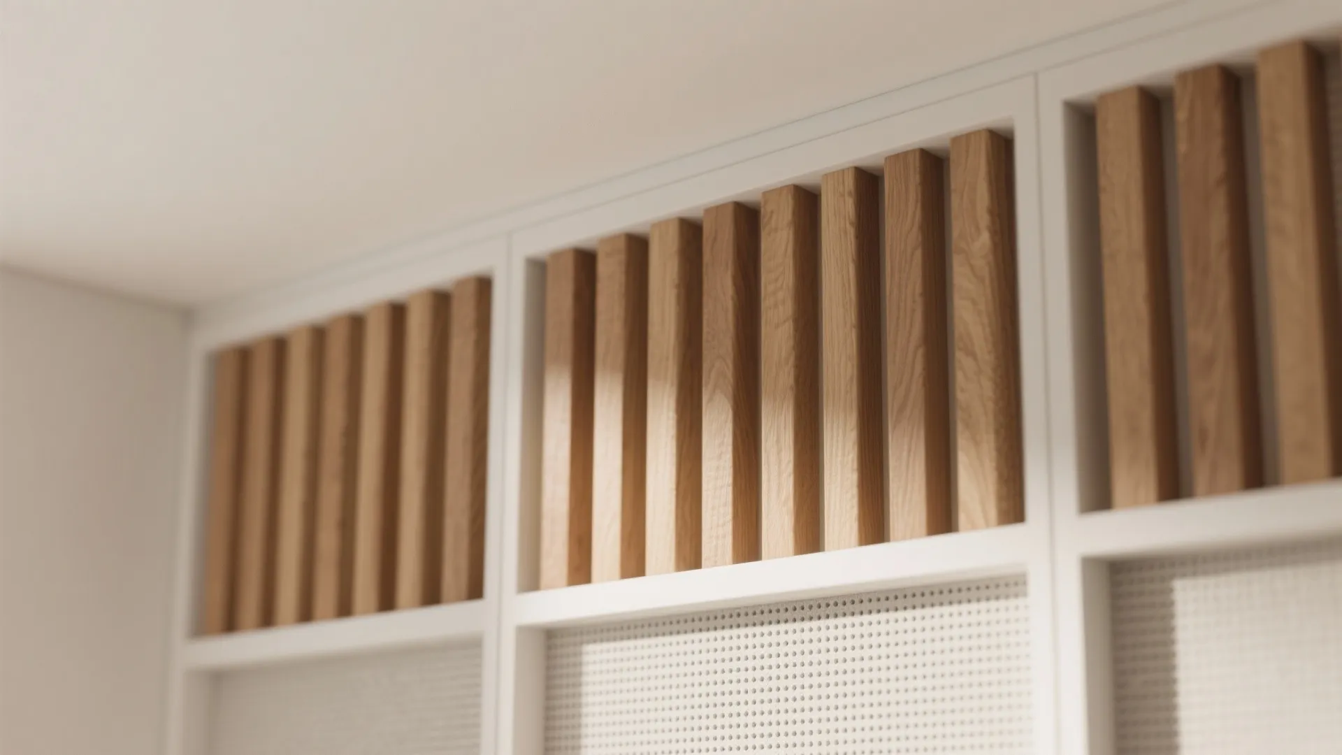 Warm Wood Accent Slats in a Simple Grid