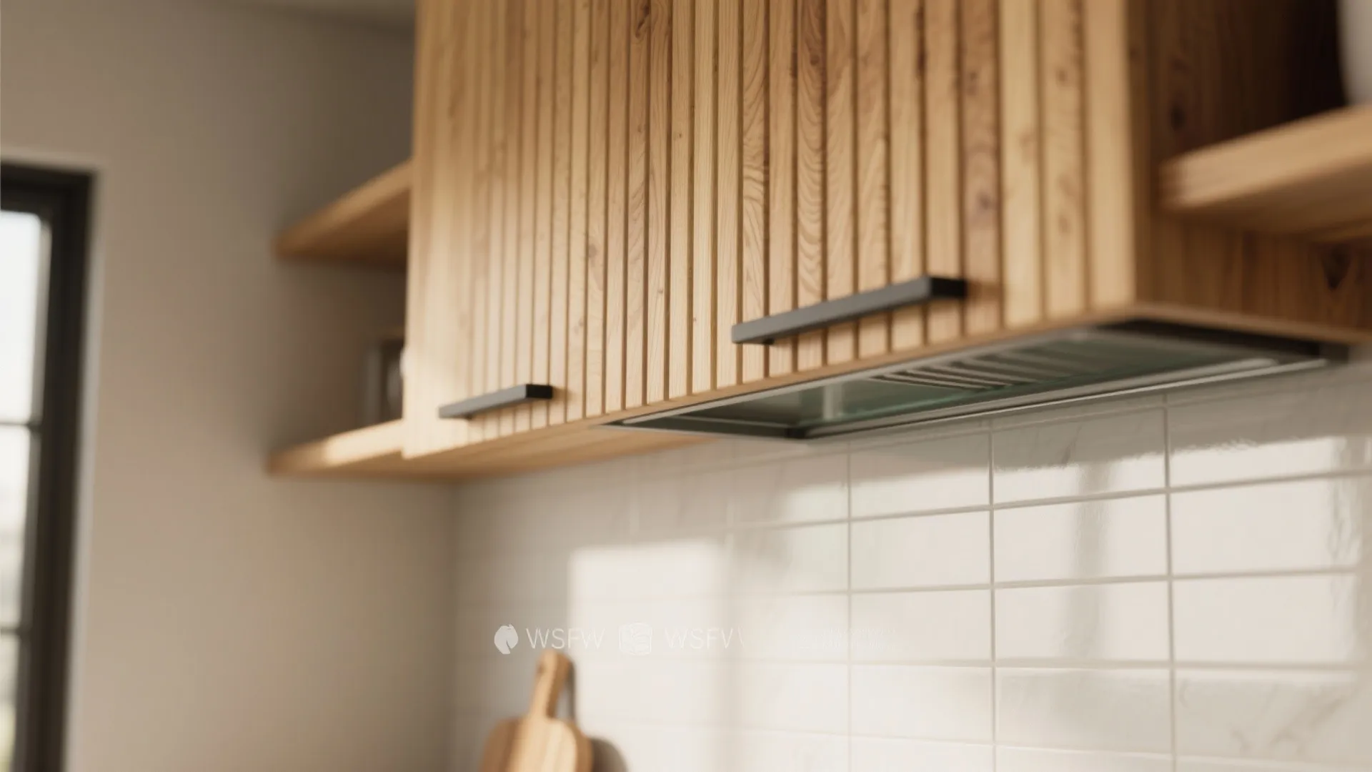 Warm Wood Accents on the Feature Wall