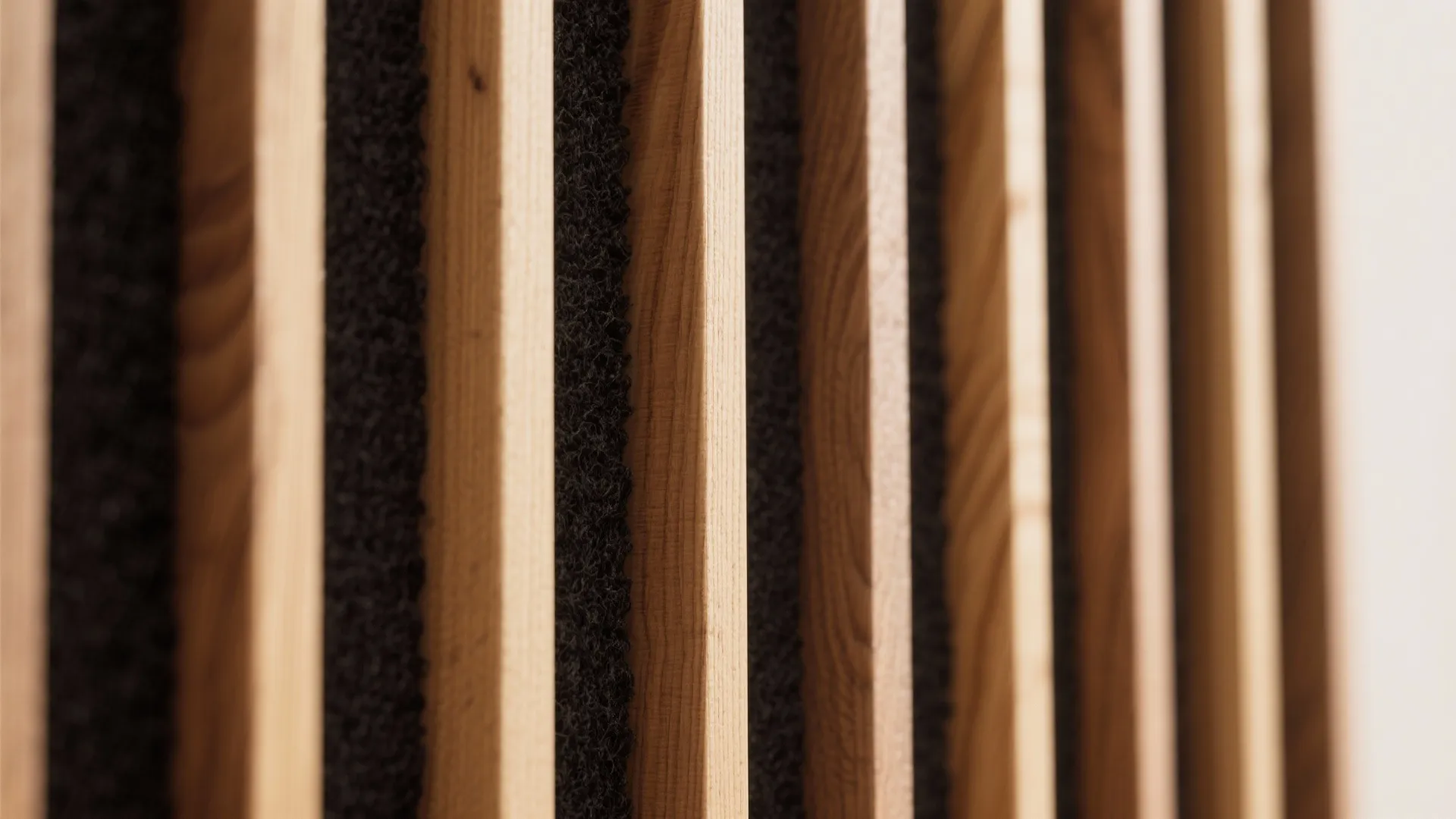 3) Slim wood slat ceiling for warmth and acoustics