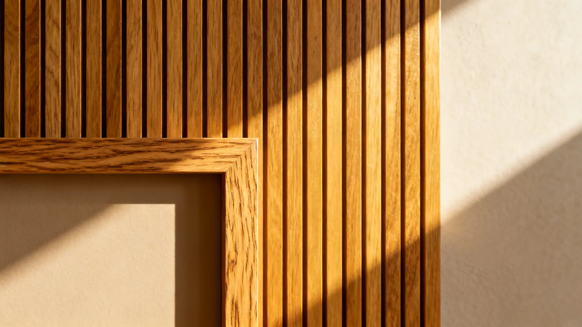 5) Warm Wood Accents: DIY Slatted Panel and Upcycled Frames