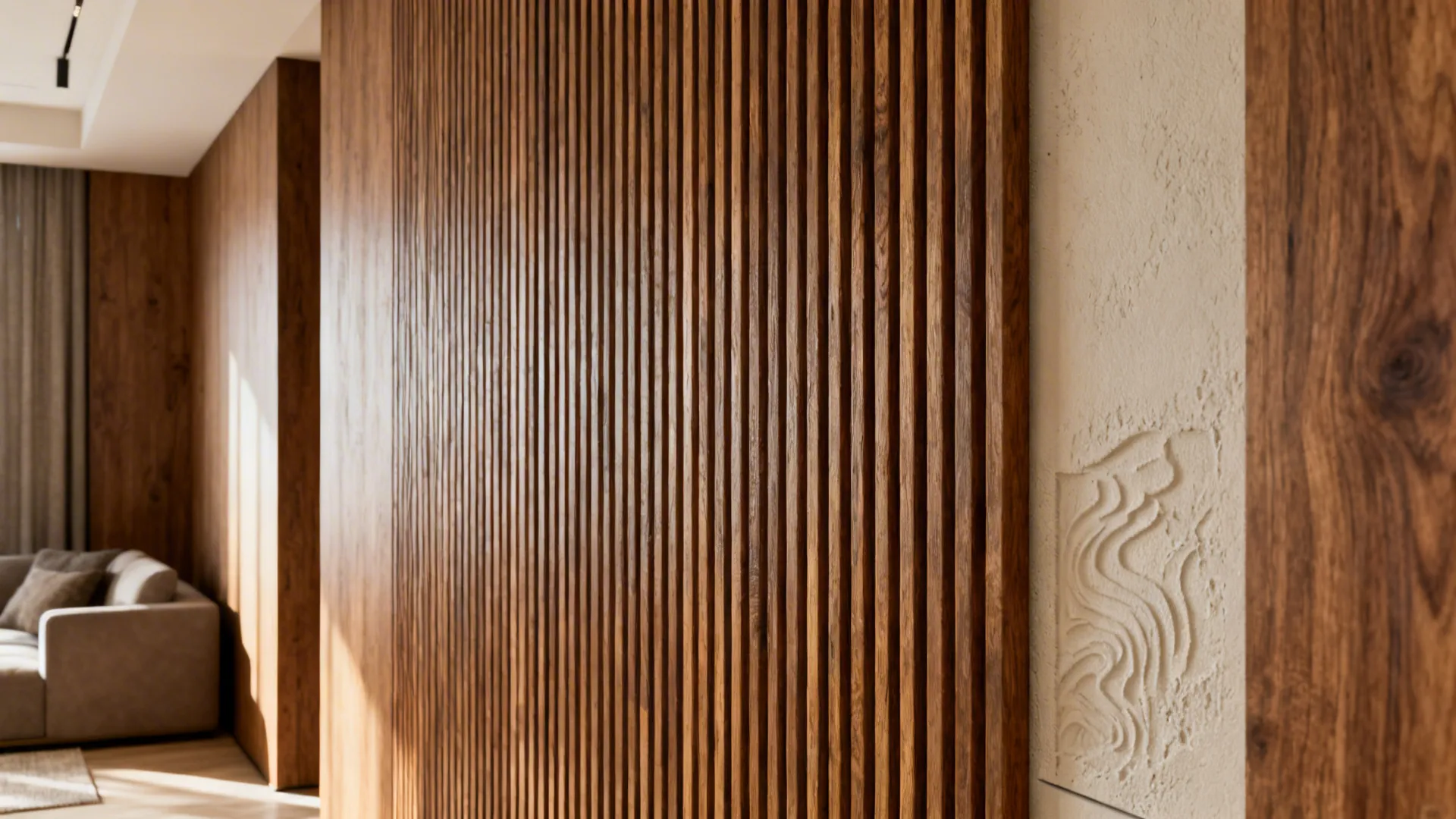 4. Textured Panels and Natural Materials