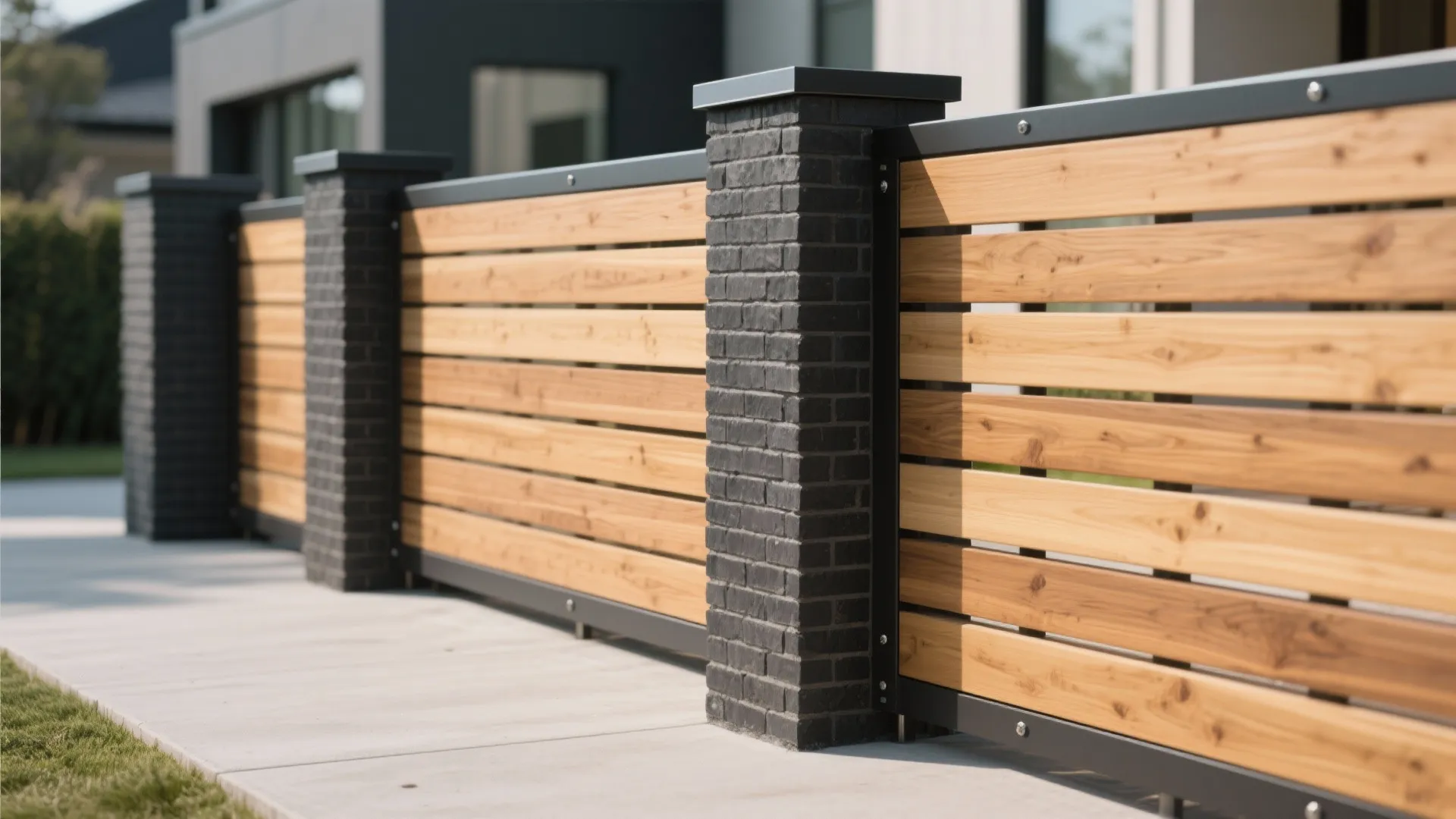 Warm Wood Slats with Masonry Piers