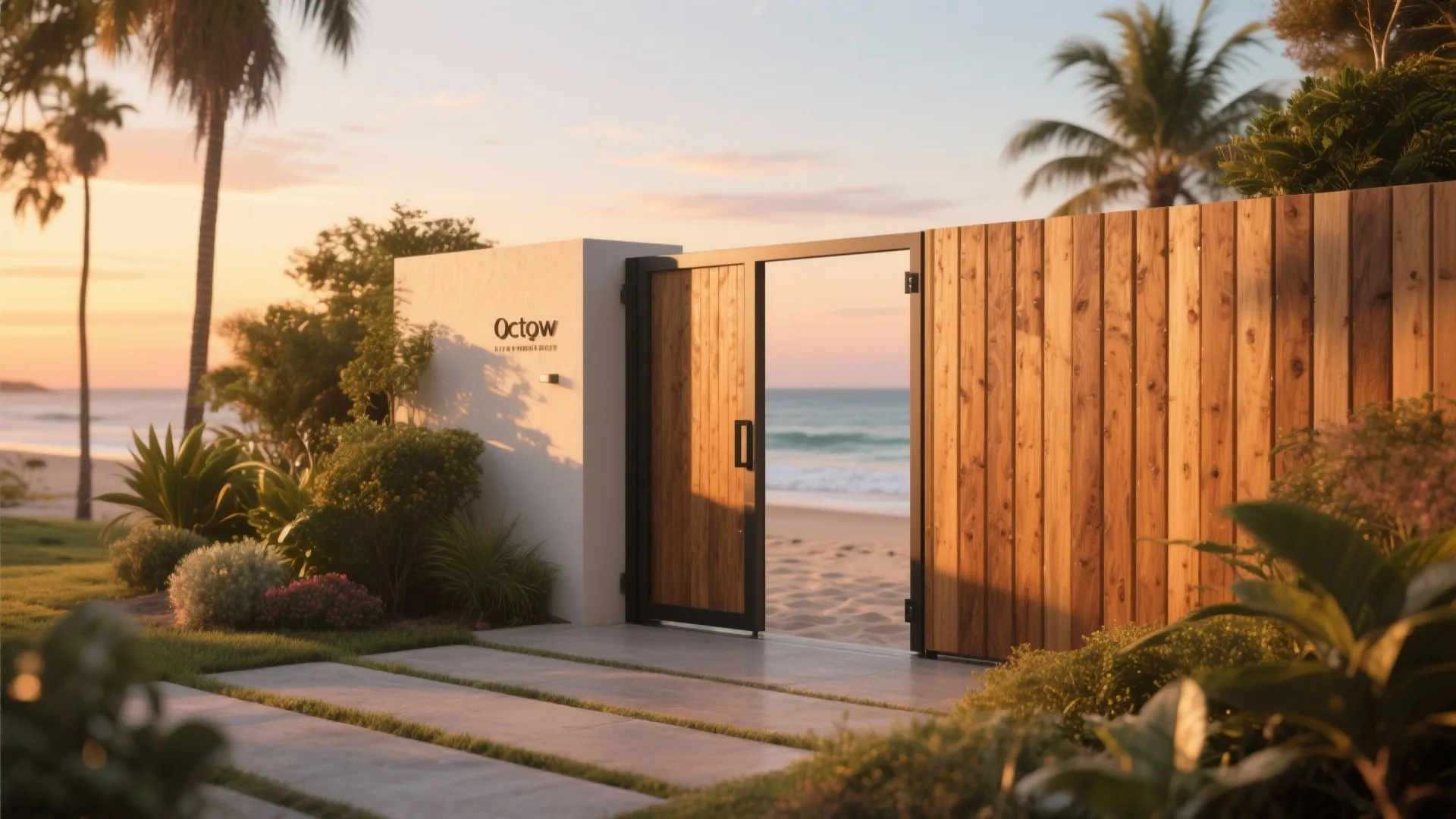 Wood slat wall with pivot gate