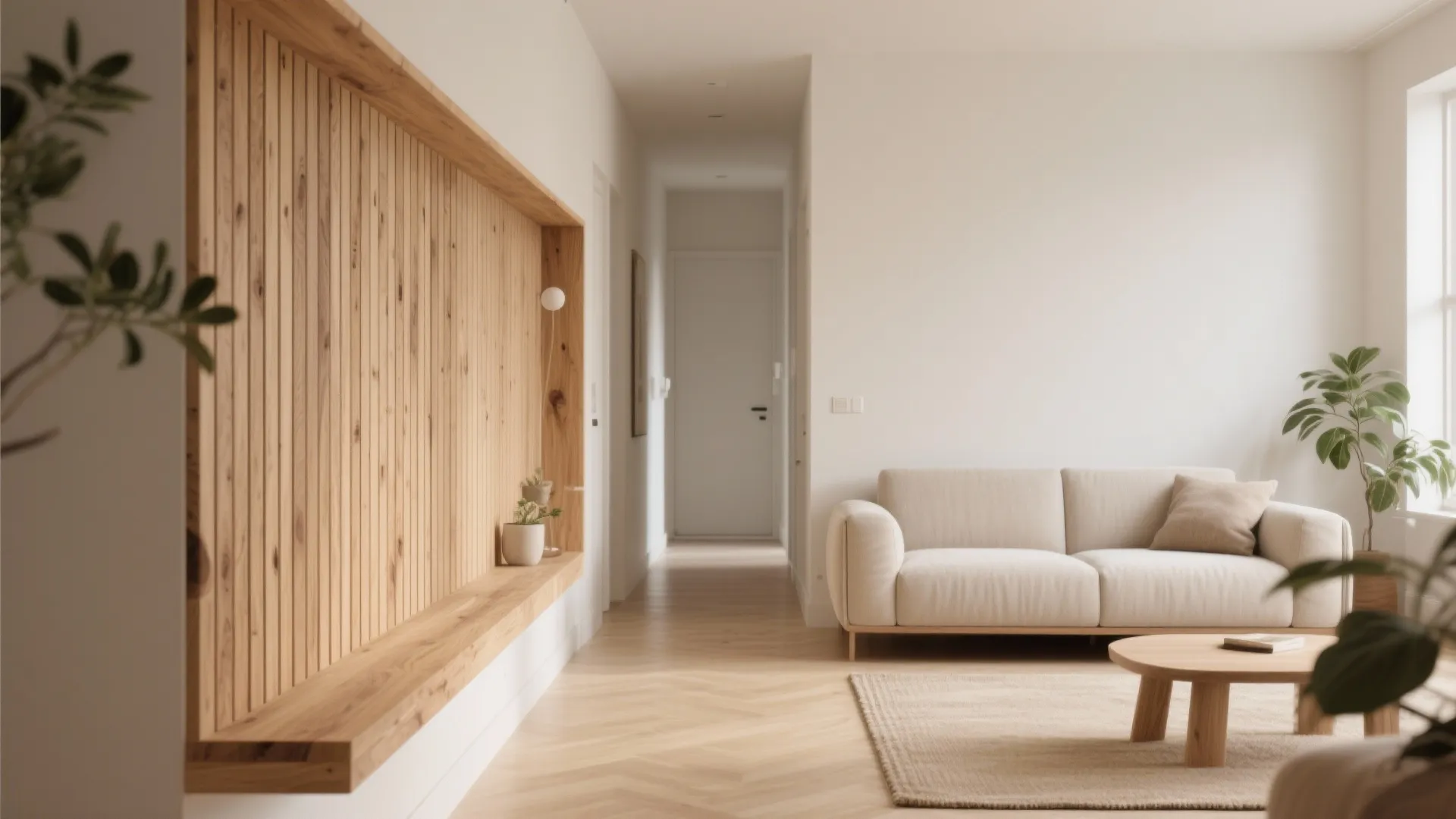 Warm Wood Accents Framed by POP Details