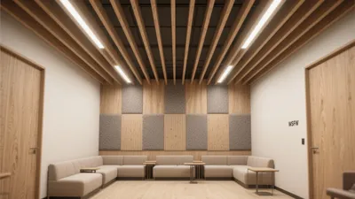 Modern Office Lounge with Wood & Acoustic Design