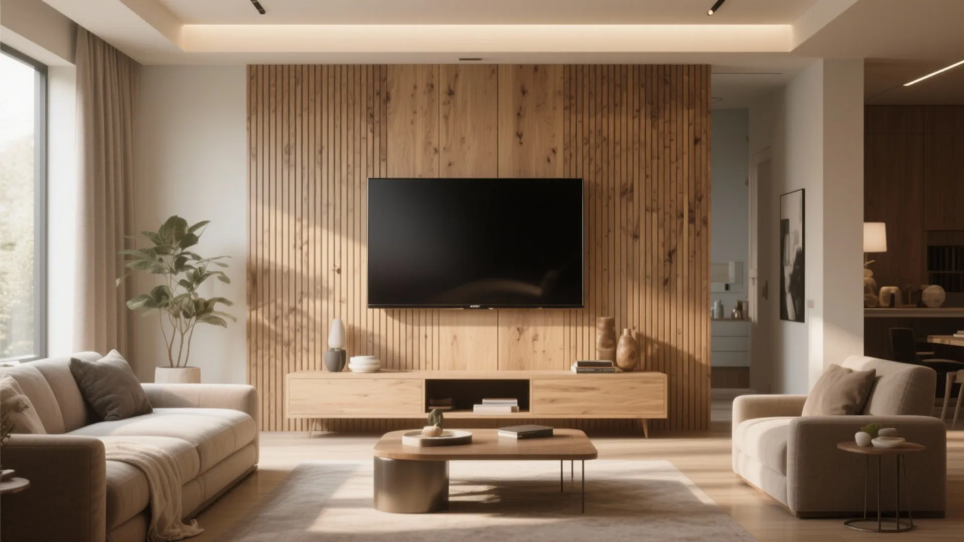4. Accent Wall with Textured Panels