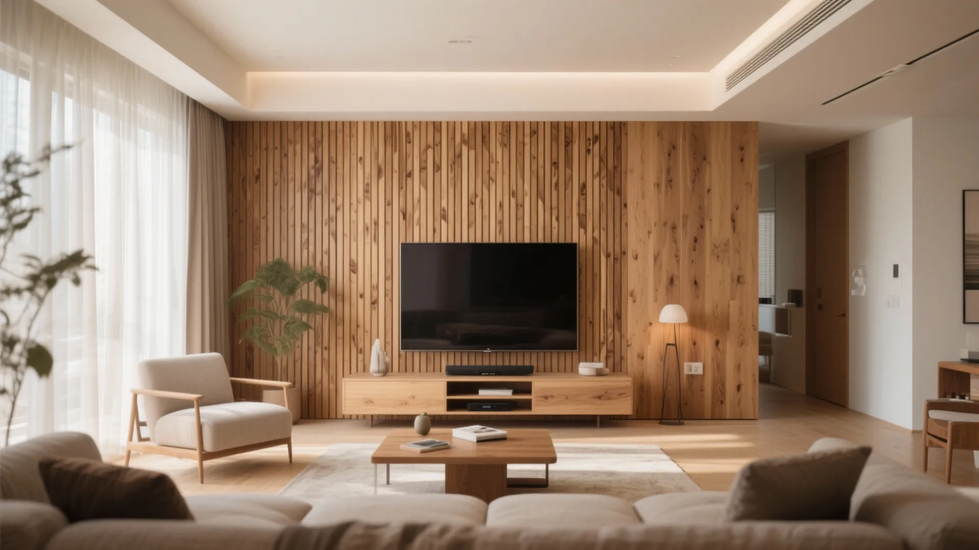 Accent wall with textured panels