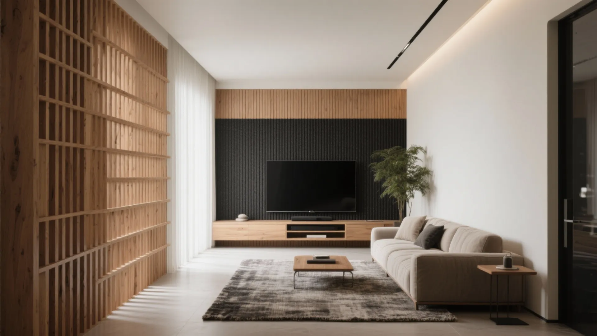 Acoustic Slat Wall in Warm Wood