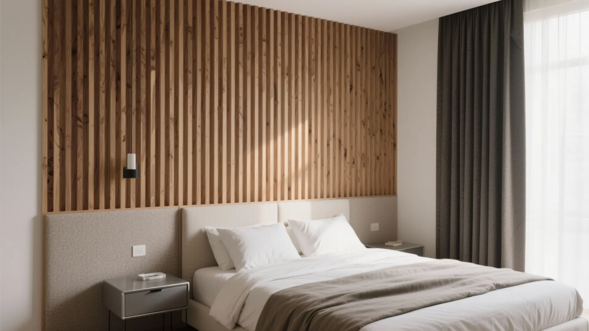 Vertical Wood Slat Rhythm for Height and Calm