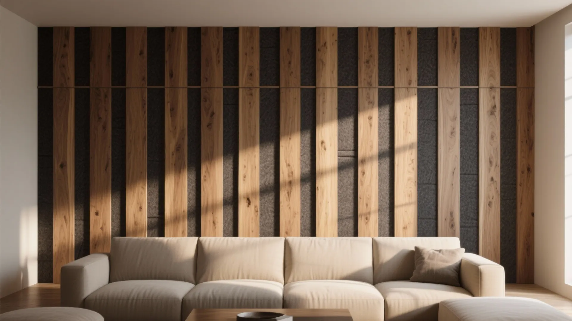 Warmth with Wood Slat and Fluted Accent Walls